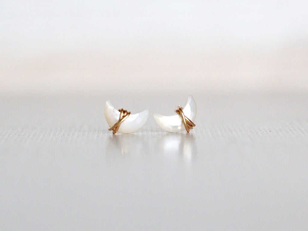 Mini Moonbeam Studs - Mother of Pearl