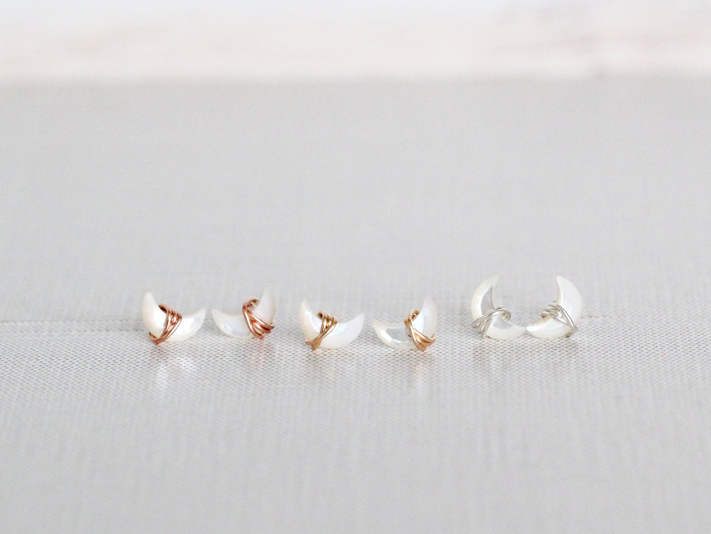 Mini Moonbeam Studs - Mother of Pearl