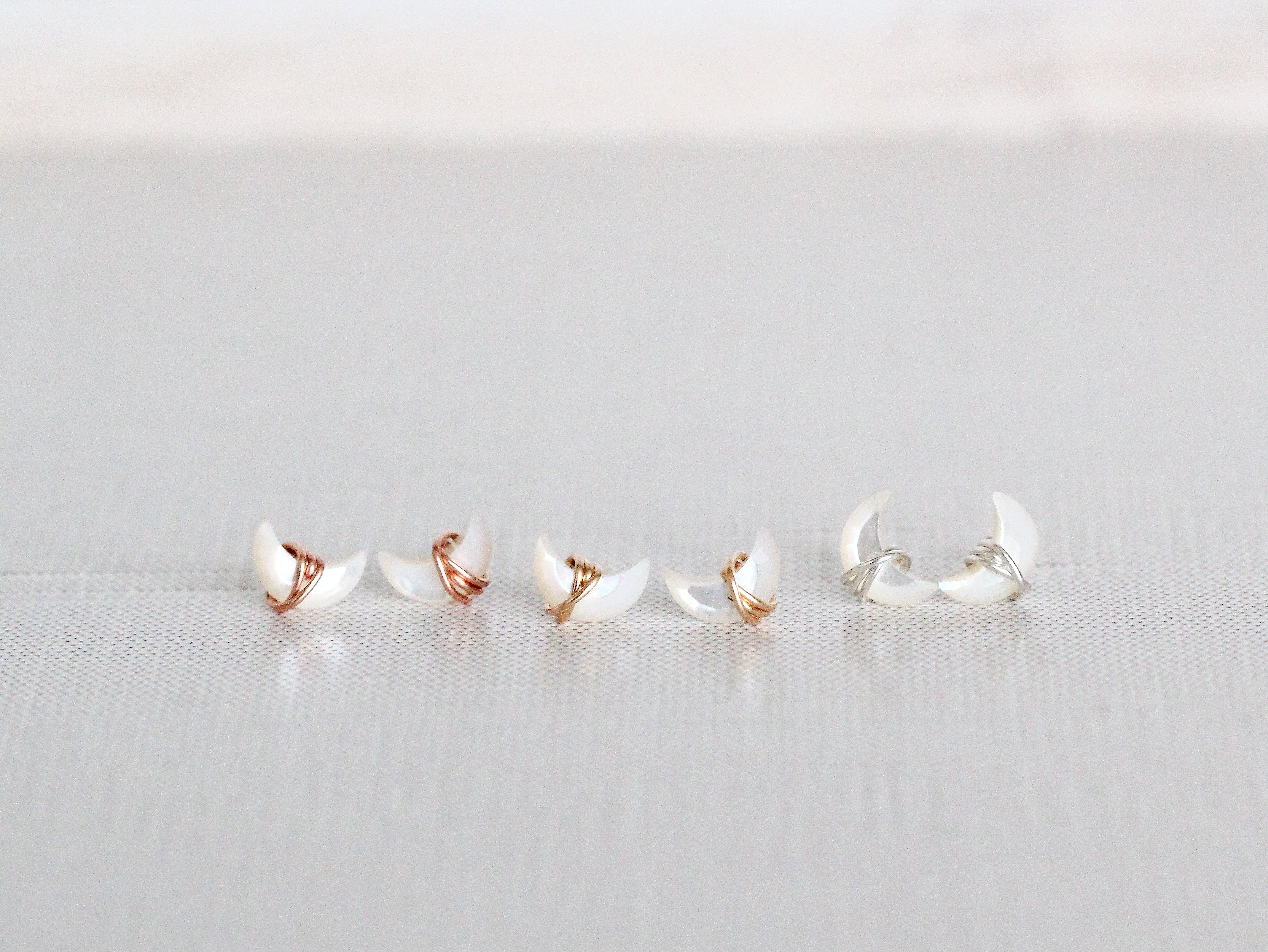 Mini Moonbeam Studs - Mother of Pearl