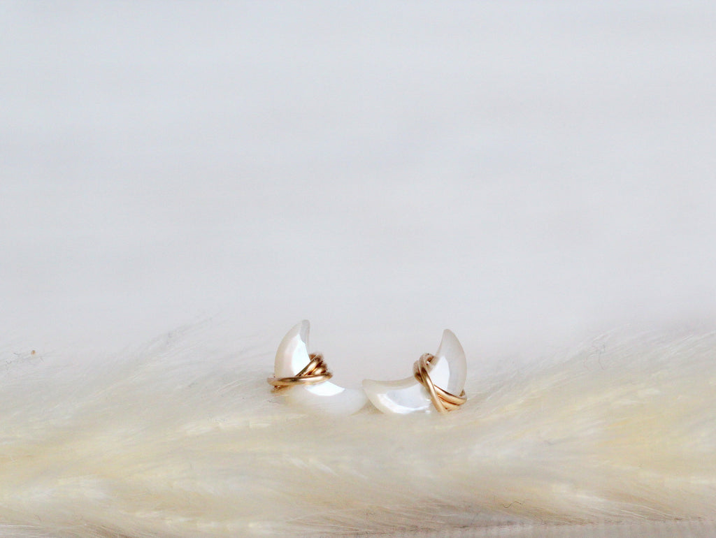 Mini Moonbeam Studs - Mother of Pearl
