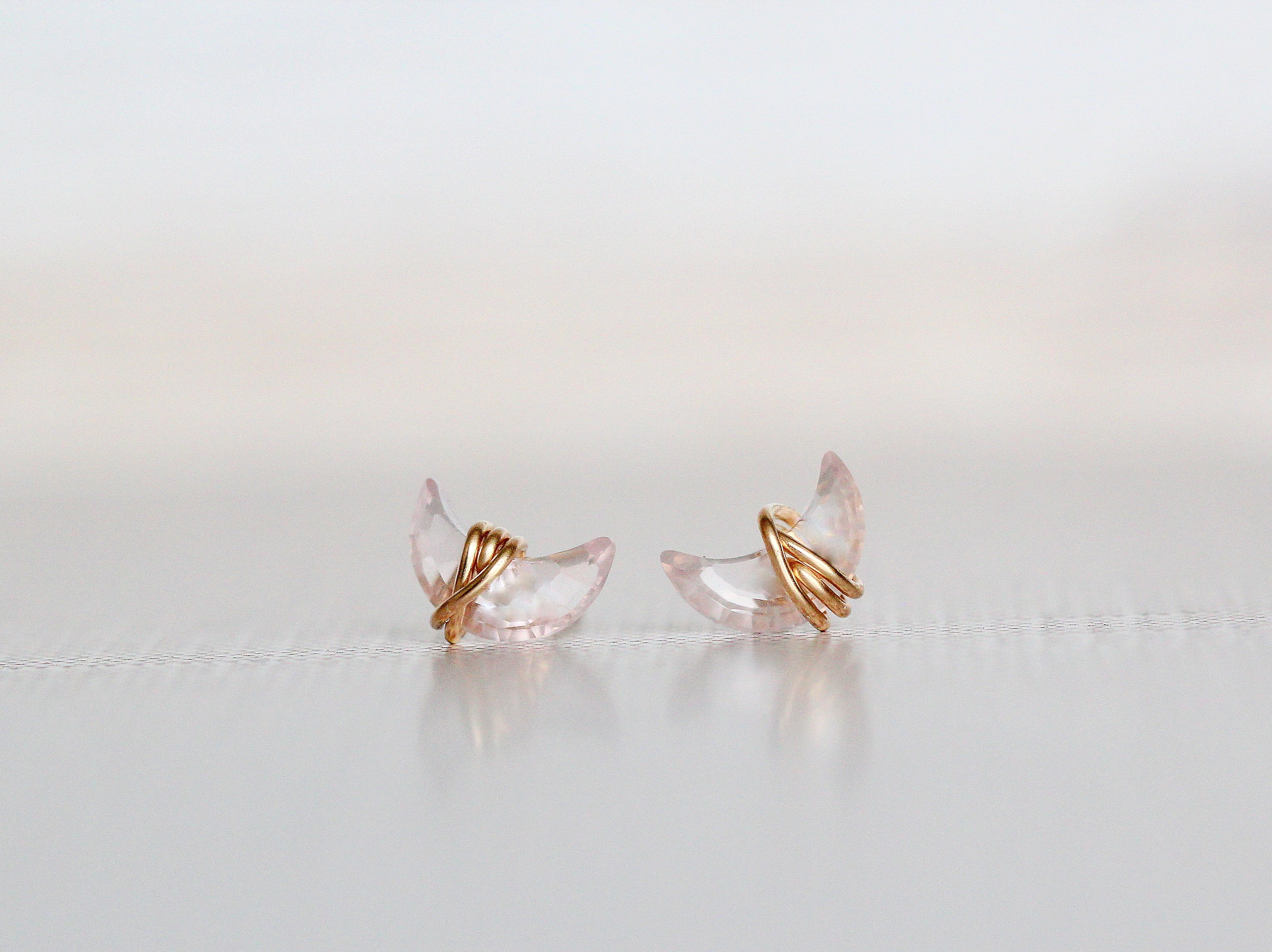 Mini Moonbeam Studs - Rose Quartz