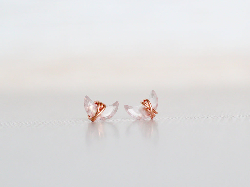 Mini Moonbeam Studs - Rose Quartz