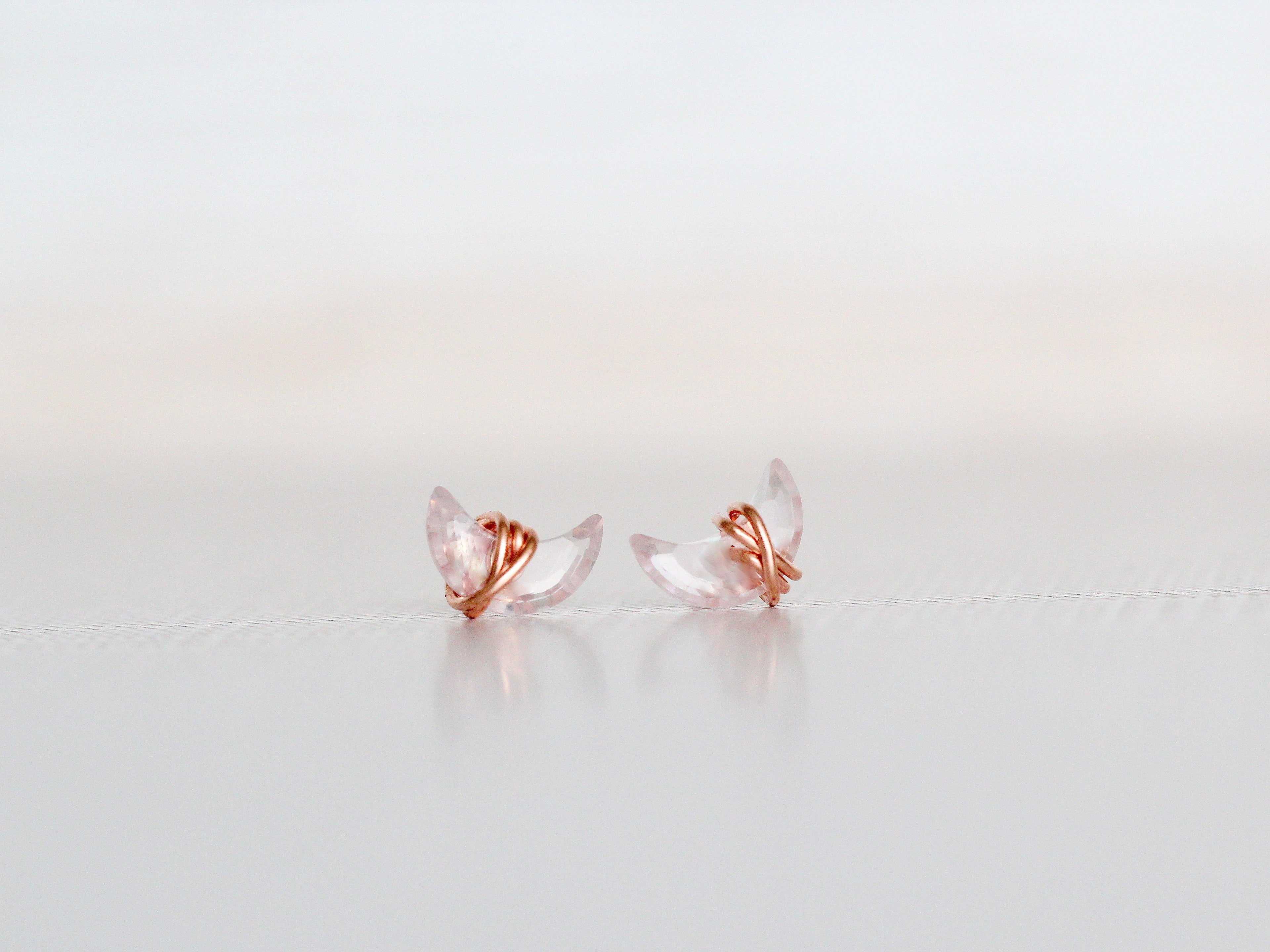 Mini Moonbeam Studs - Rose Quartz