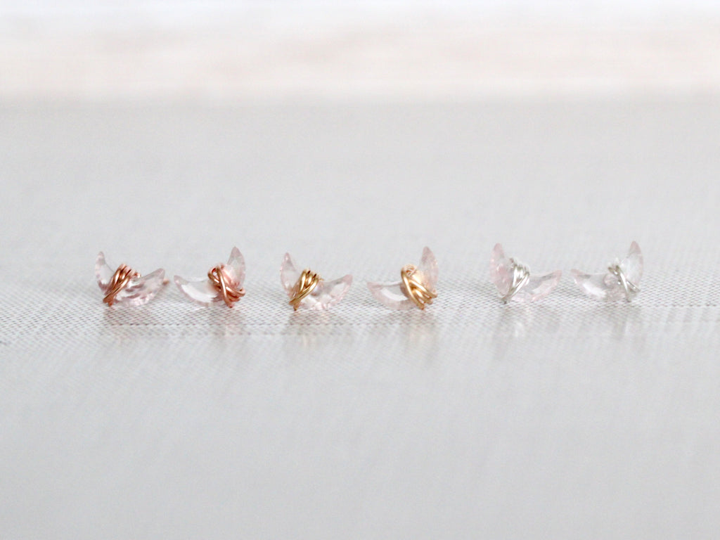 Mini Moonbeam Studs - Rose Quartz