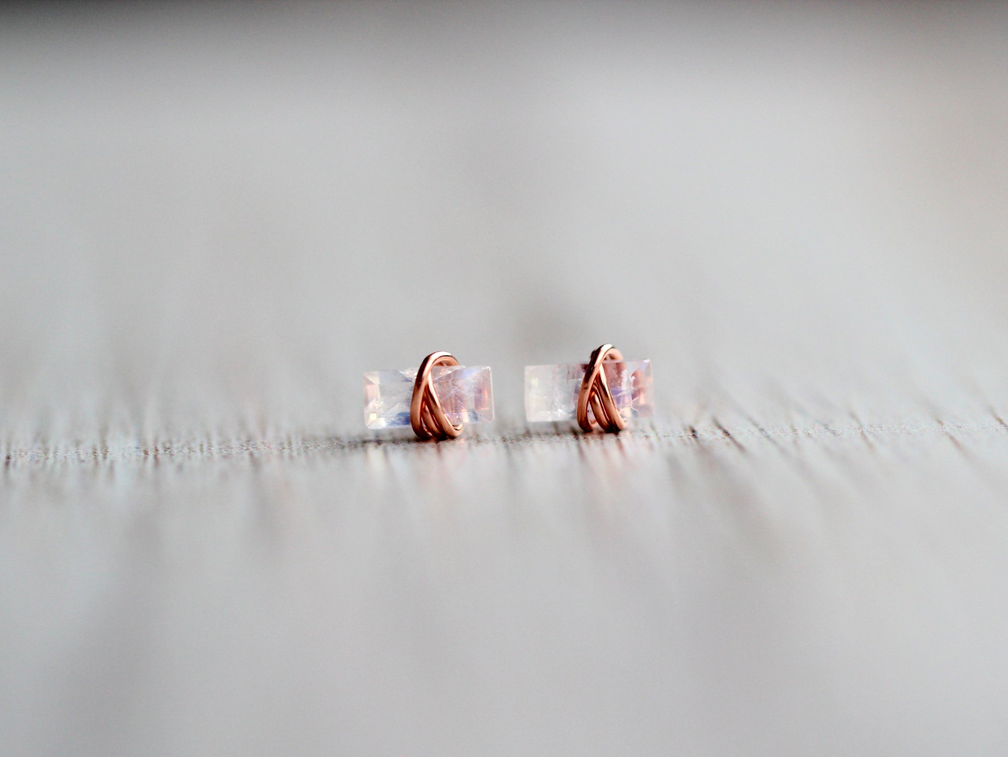 Baguette Studs - Moonstone