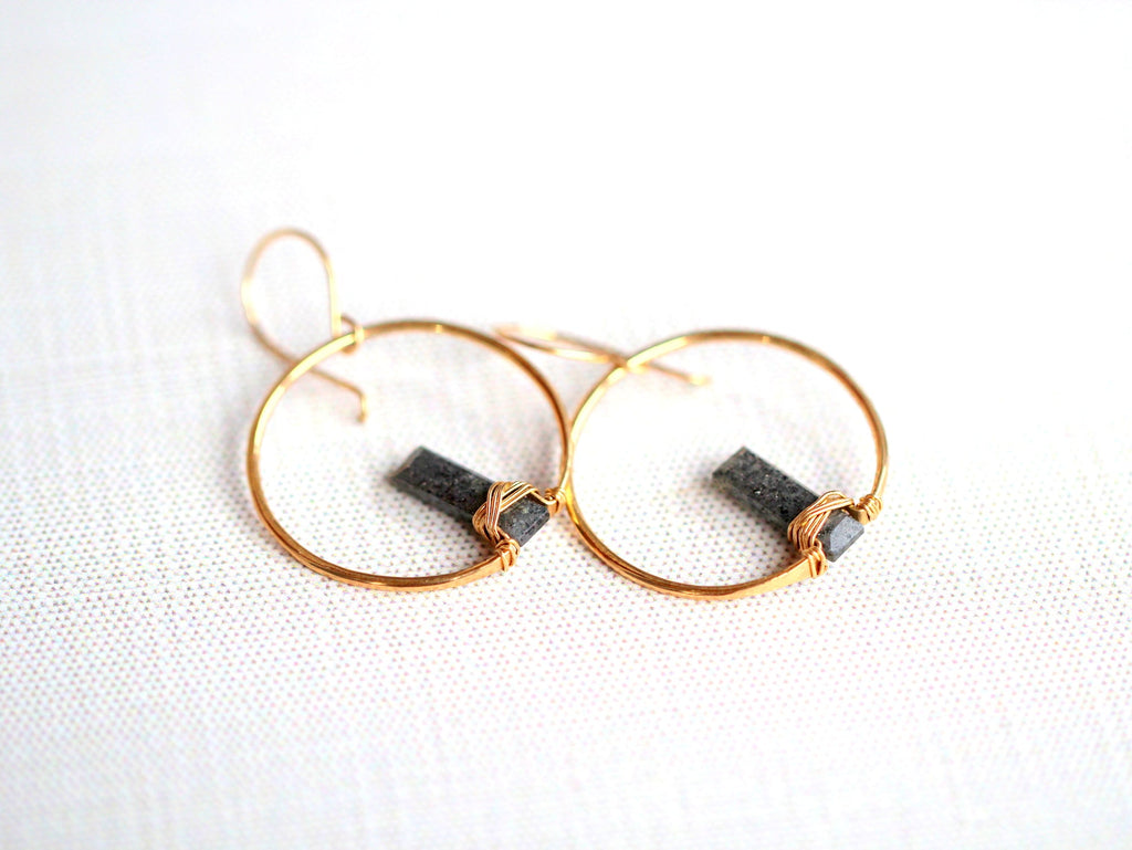 Saressa Designs Sunrise Earrings - Black Sunstone