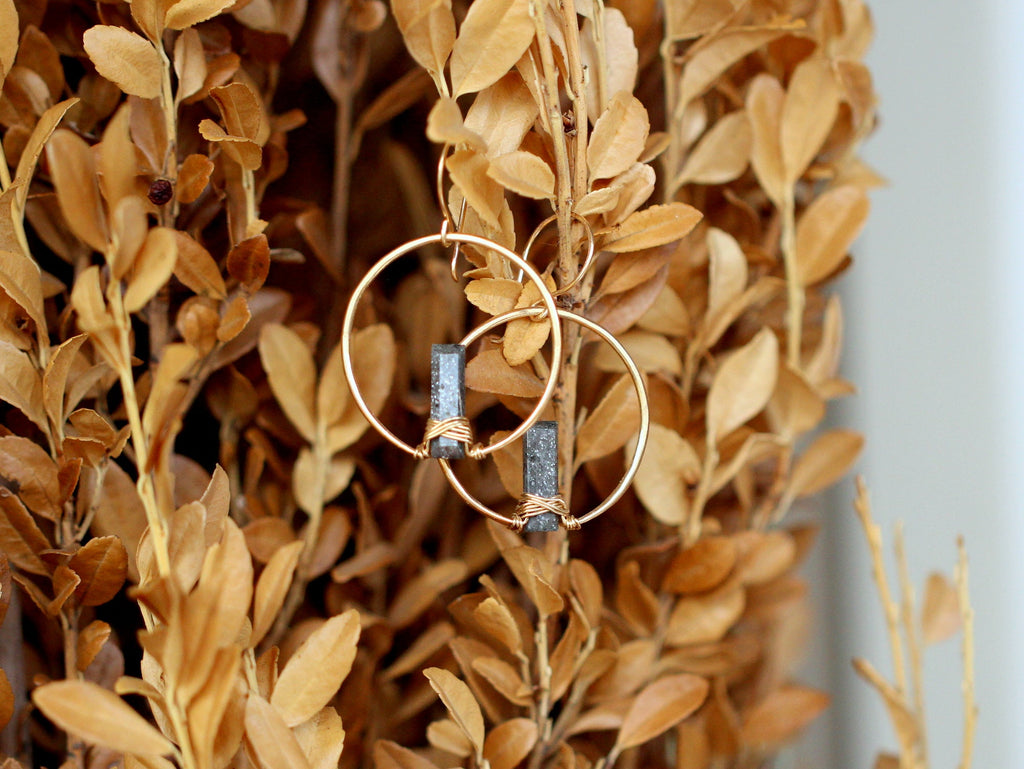 Saressa Designs Sunrise Earrings - Black Sunstone