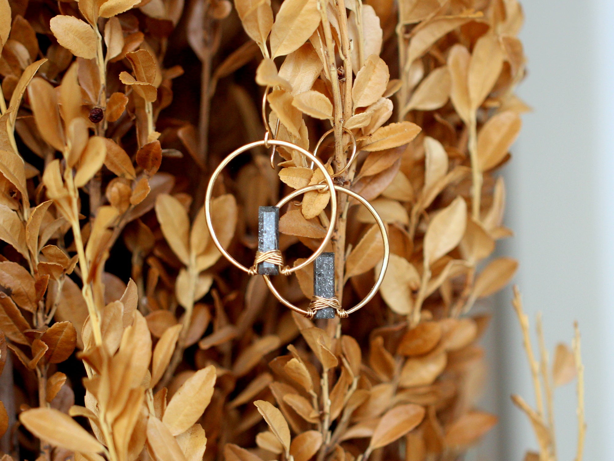 Saressa Designs Sunrise Earrings - Black Sunstone