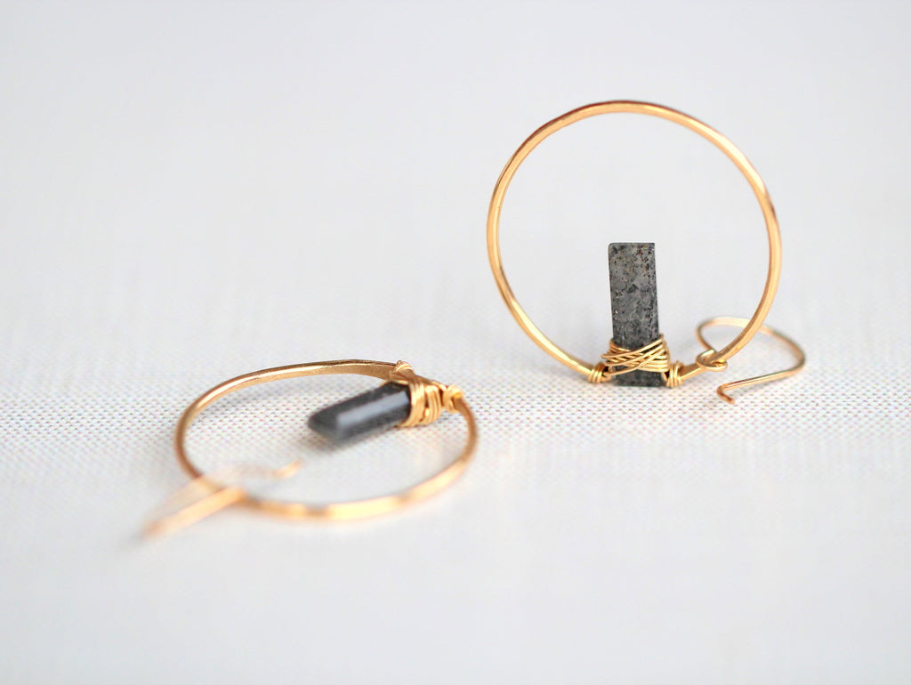 Saressa Designs Sunrise Earrings - Black Sunstone