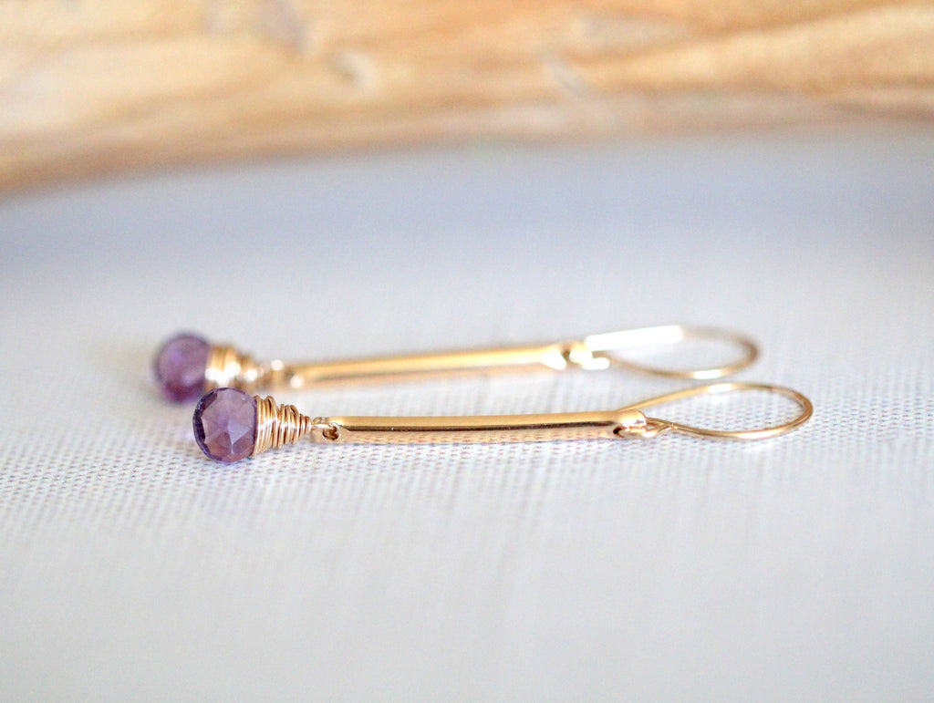 Saressa Designs Amethyst Bar Earrings