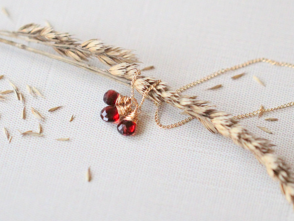 Saressa Designs Garnet Trio Necklace