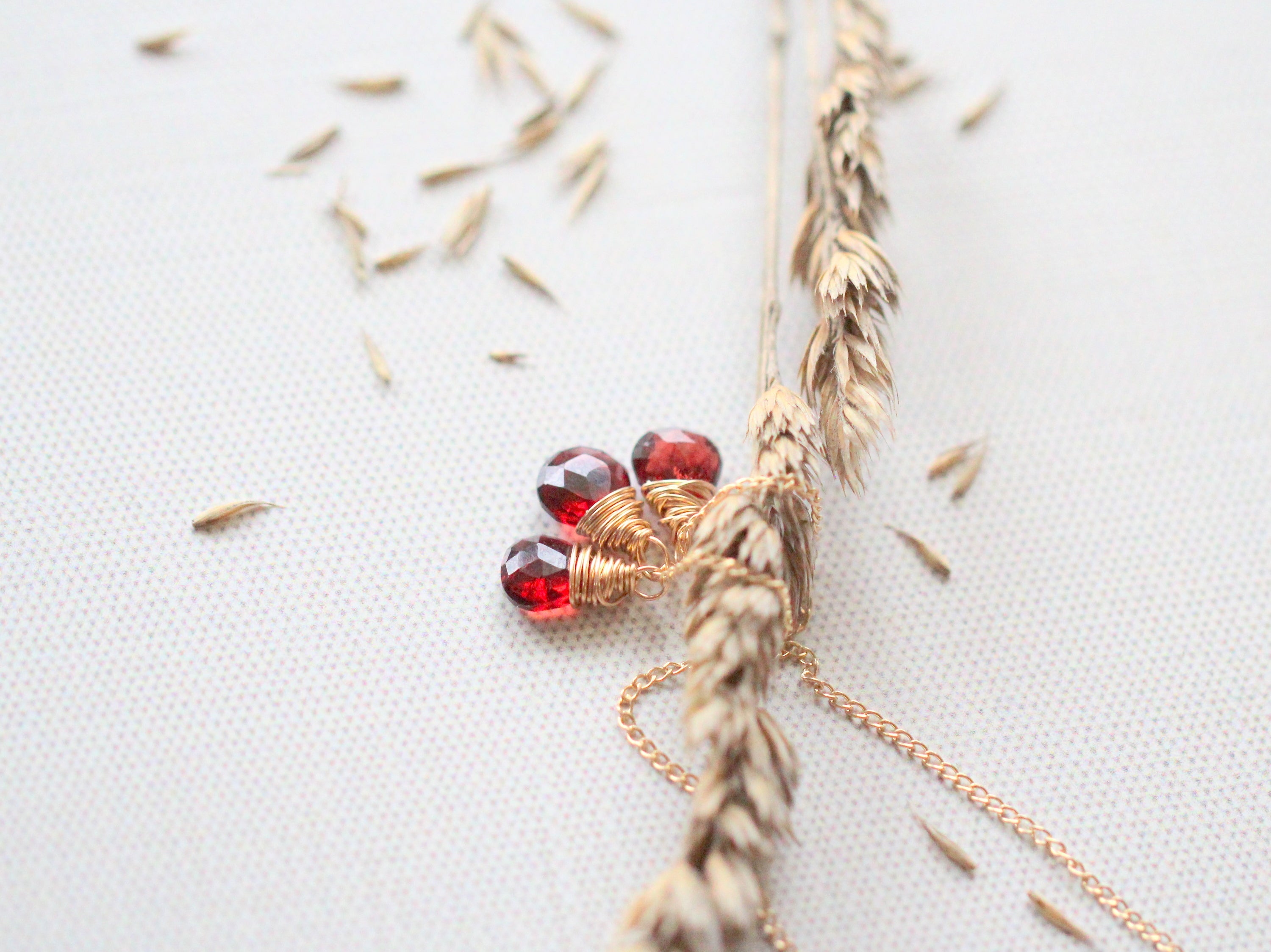 Saressa Designs Garnet Trio Necklace