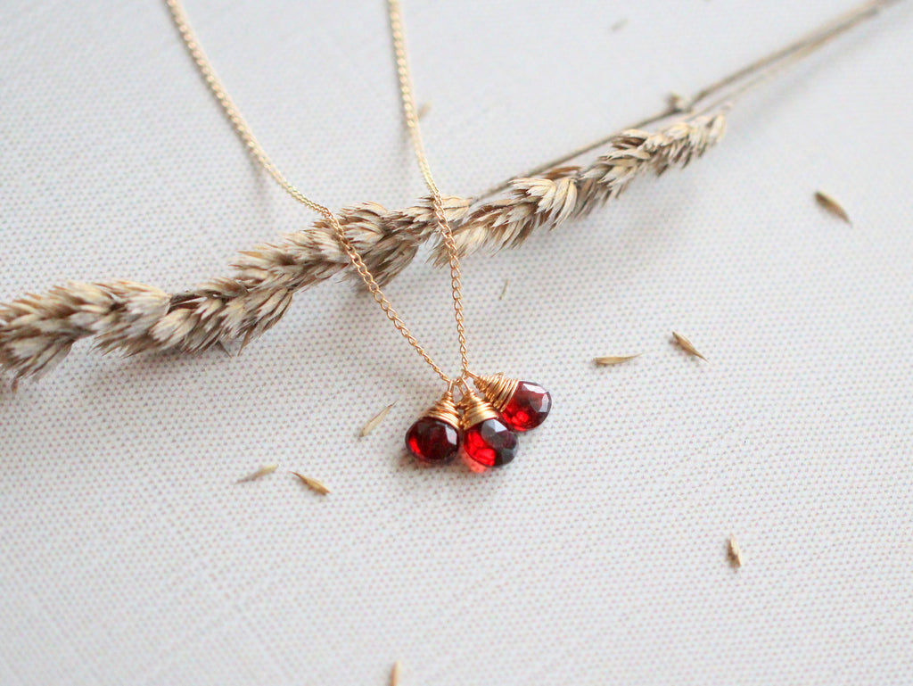 Saressa Designs Garnet Trio Necklace
