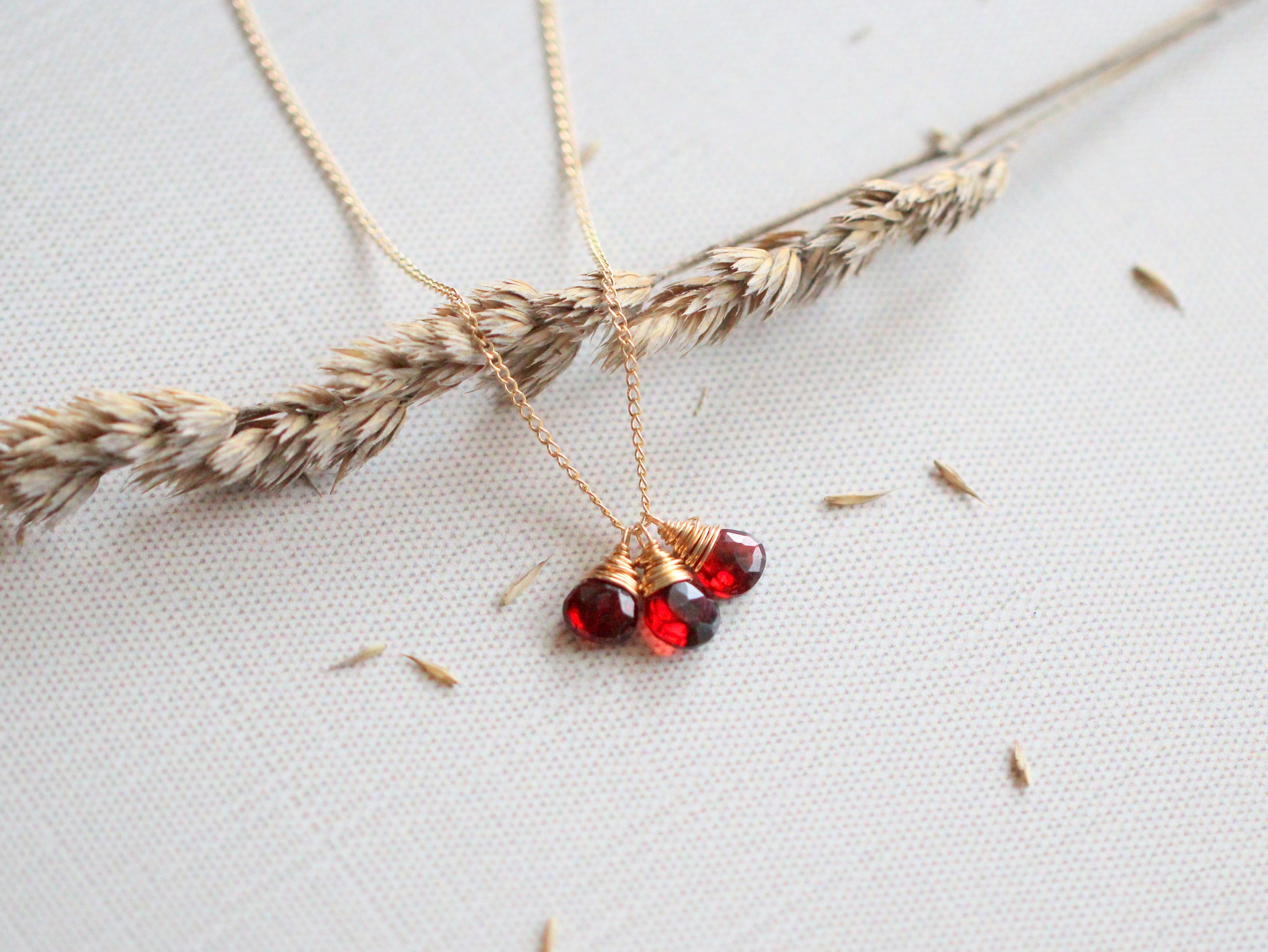 Saressa Designs Garnet Trio Necklace