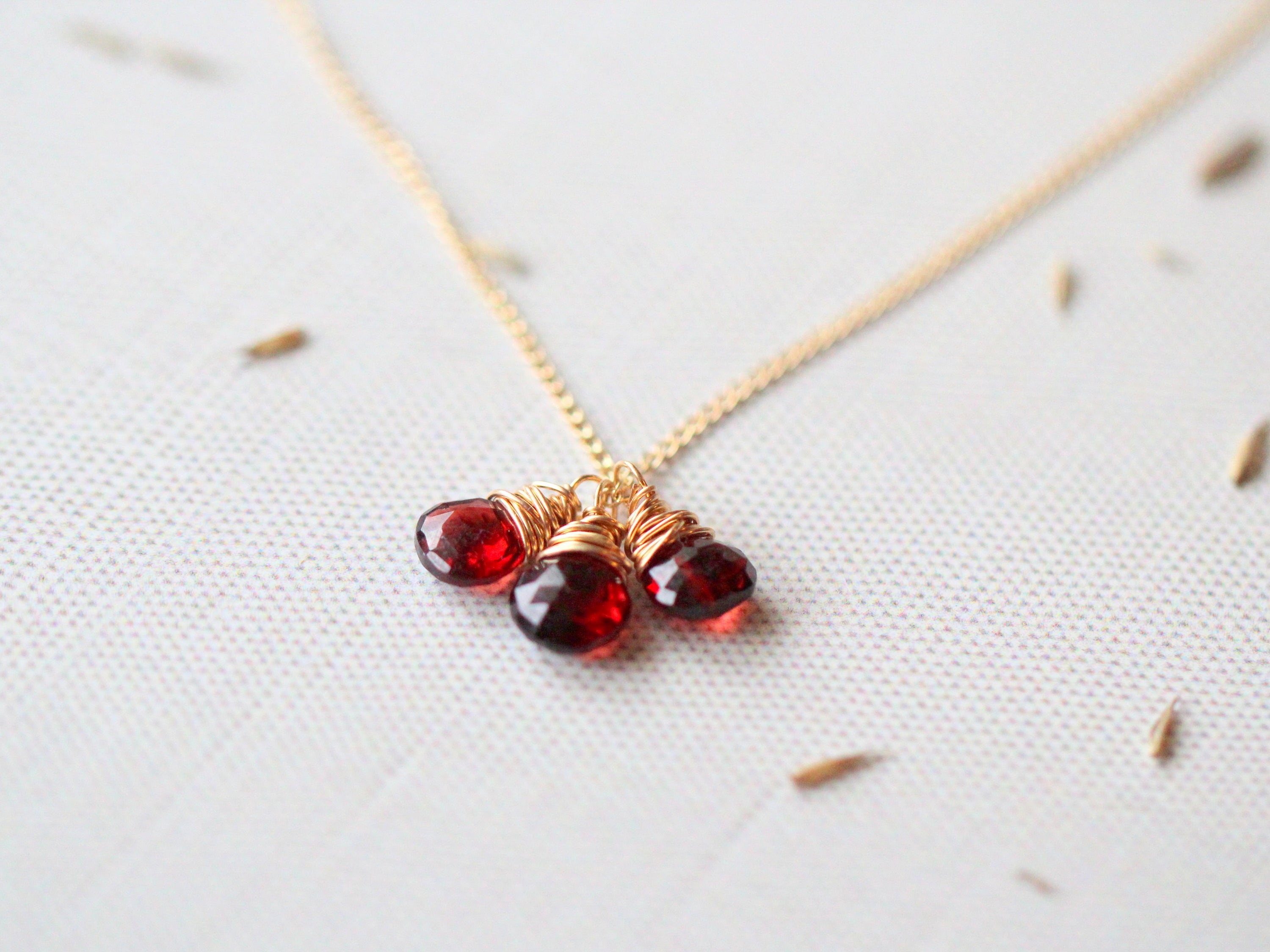 Saressa Designs Garnet Trio Necklace
