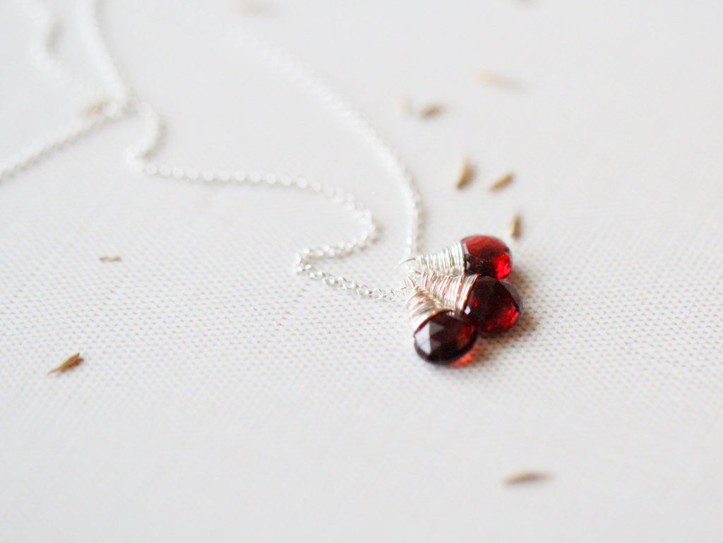 Saressa Designs Garnet Trio Necklace