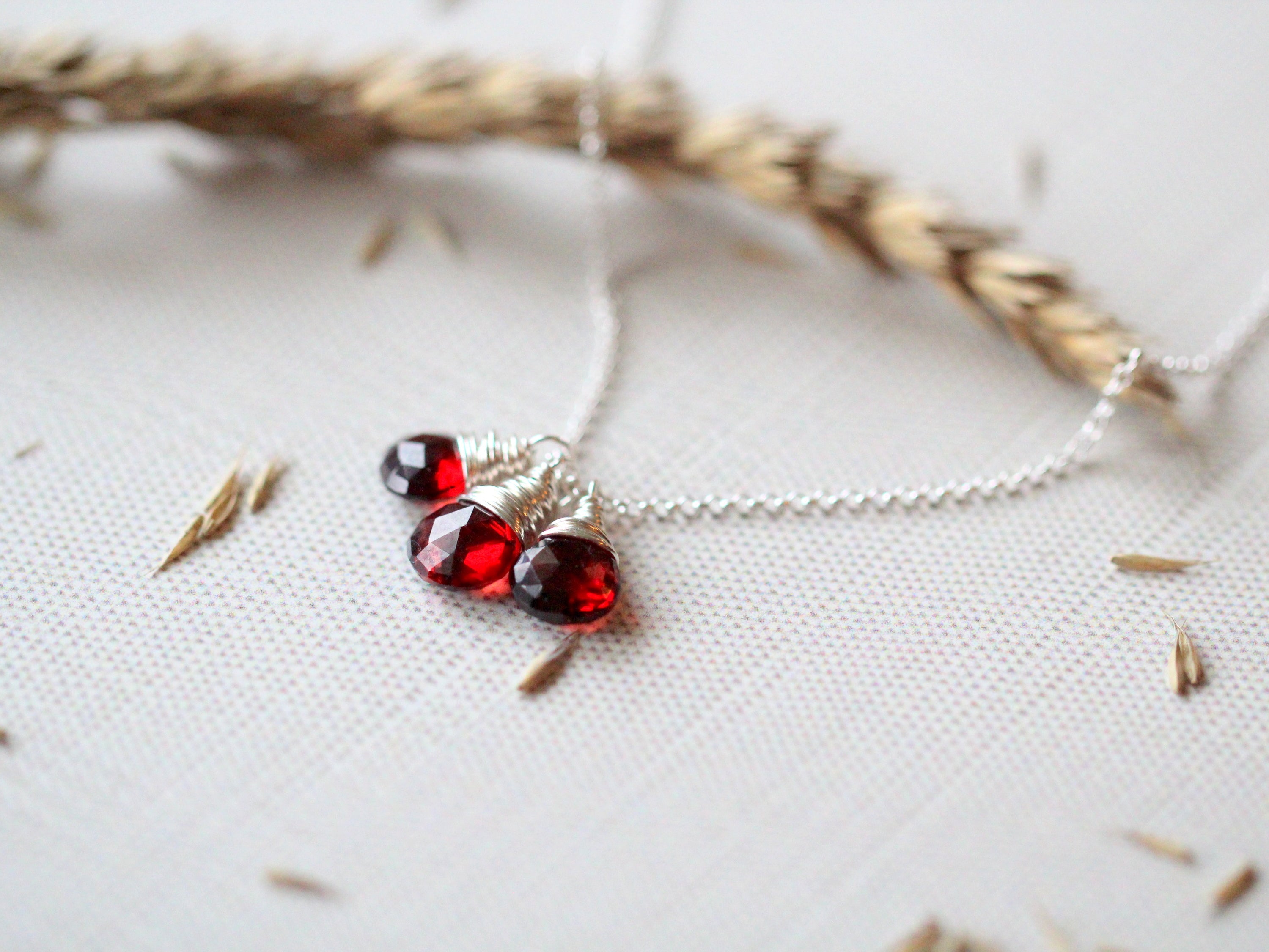 Saressa Designs Garnet Trio Necklace