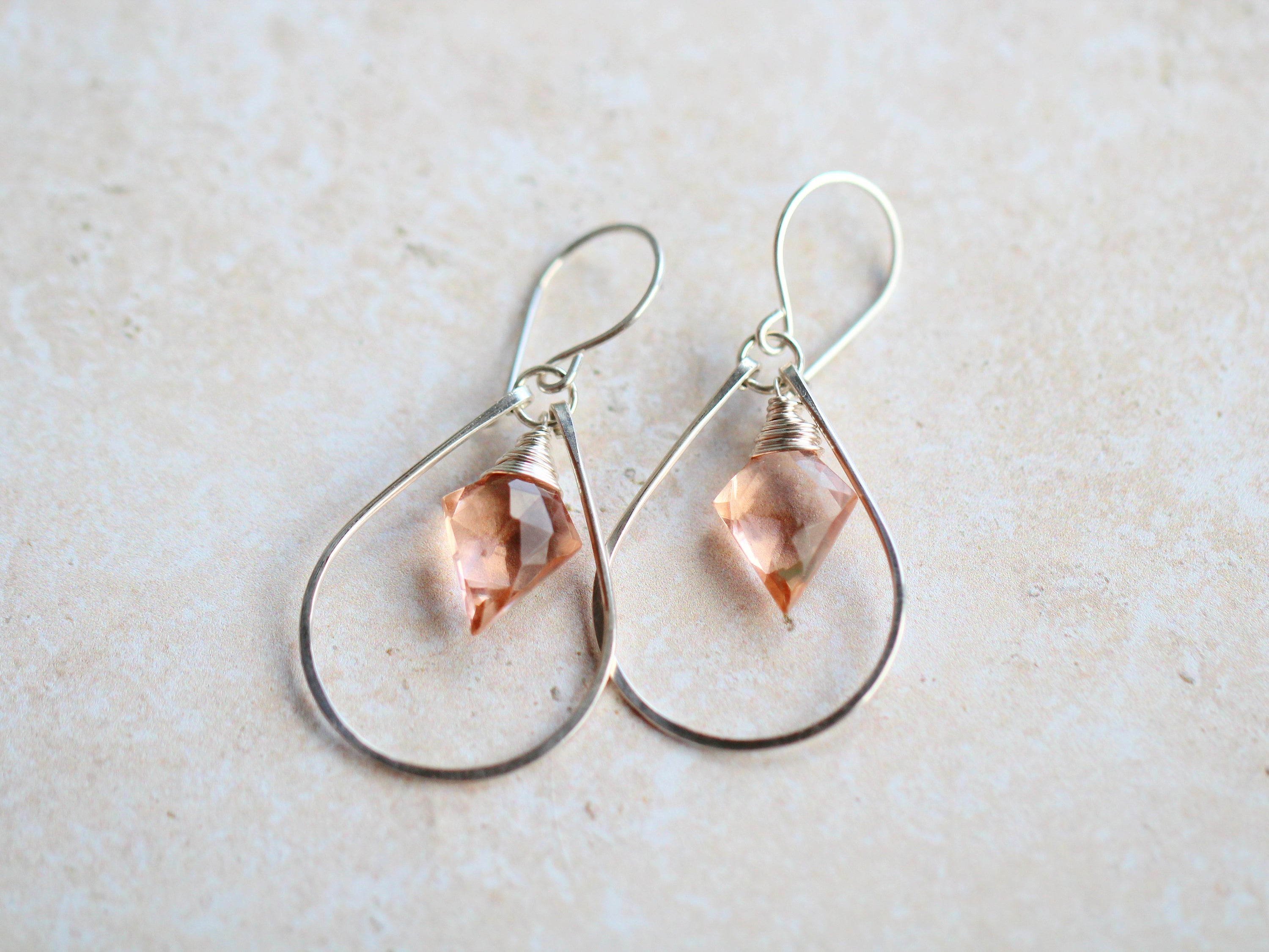 Saressa Designs Arrow Hoop Earrings -  Rosé Quartz