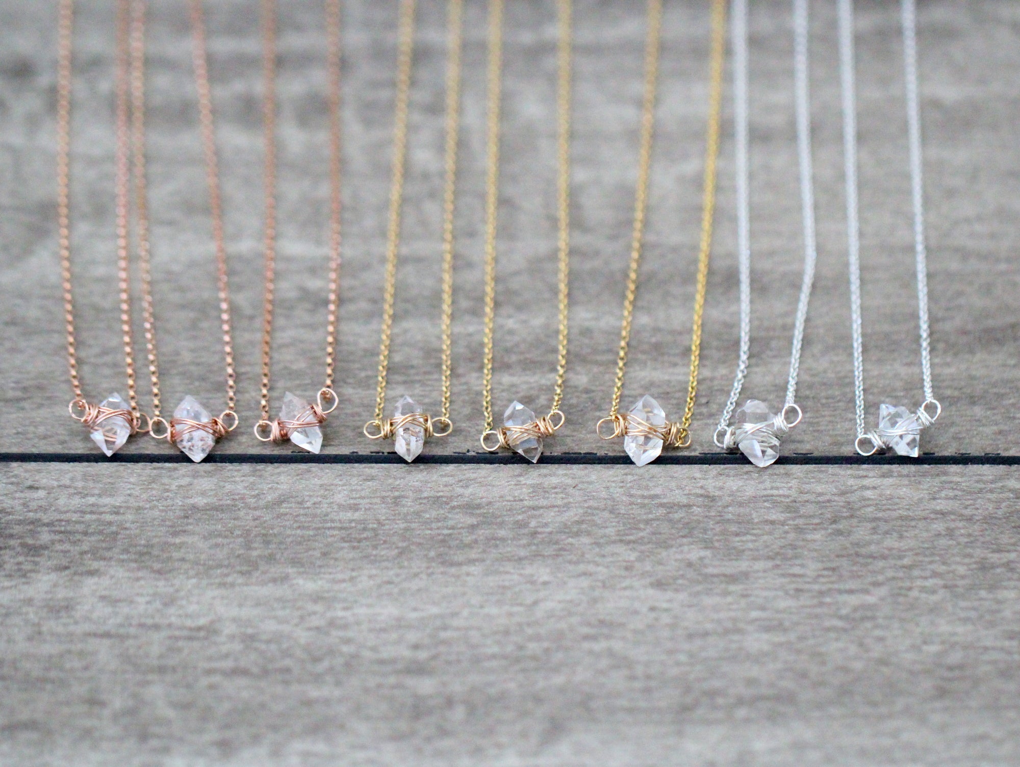 Herkimer Diamond Caged Necklace - As Seen On Law & Order SVU