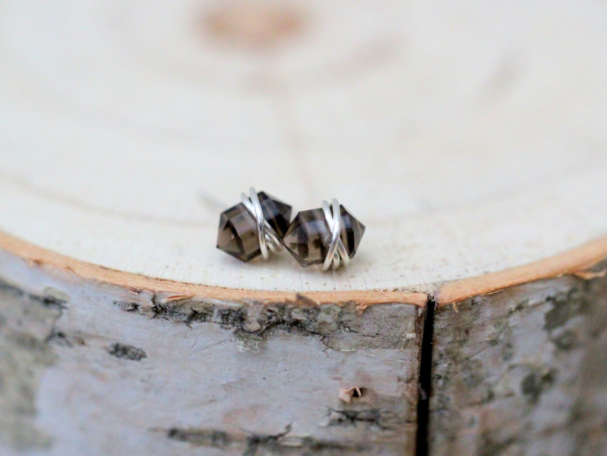 Pike Studs - Smoky Quartz