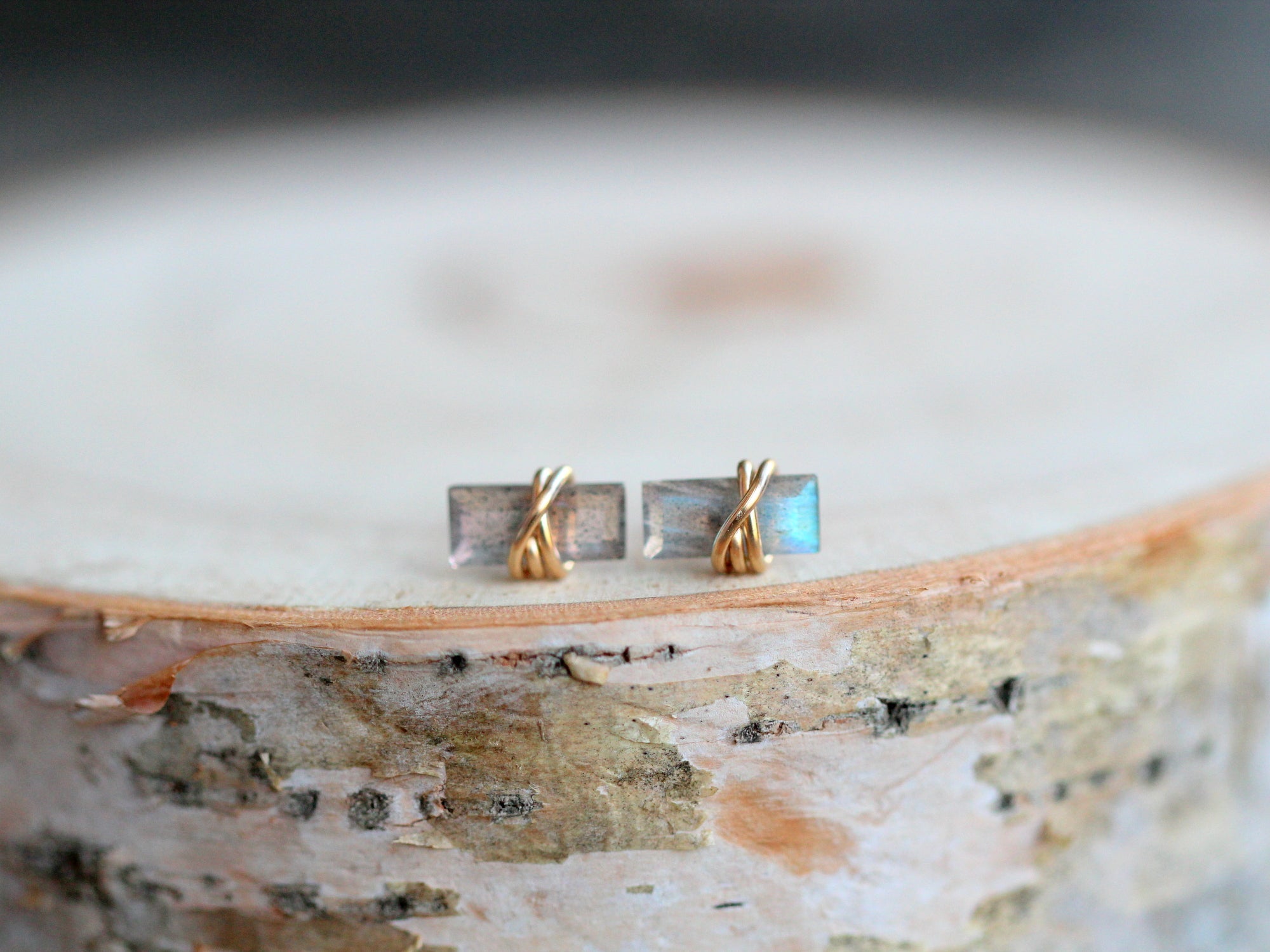 Baguette Studs - Labradorite
