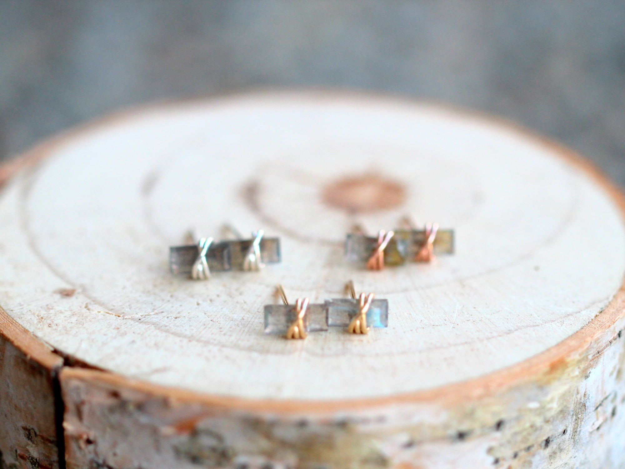 Baguette Studs - Labradorite