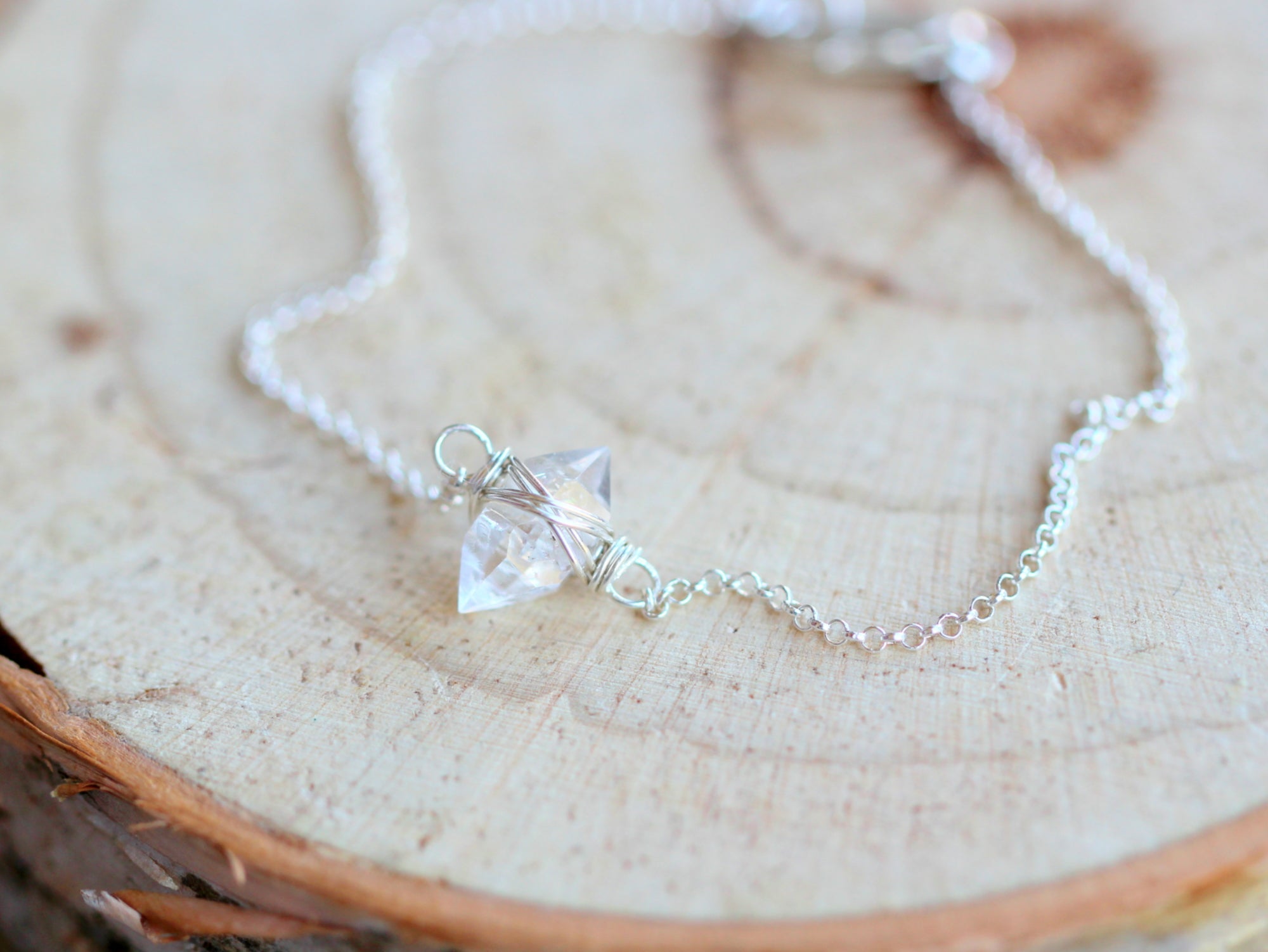 Herkimer Diamond Caged Bracelet - Chain