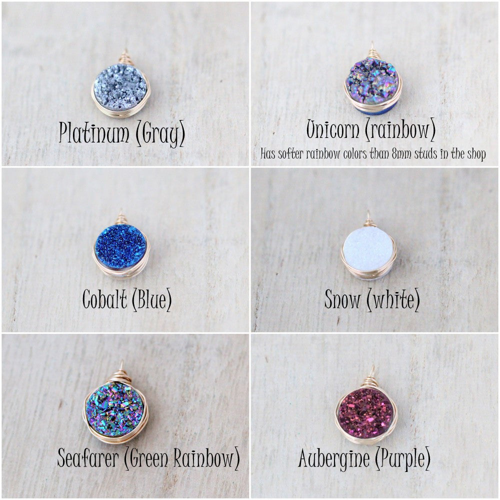 Druzy Bezel Pendant Necklaces