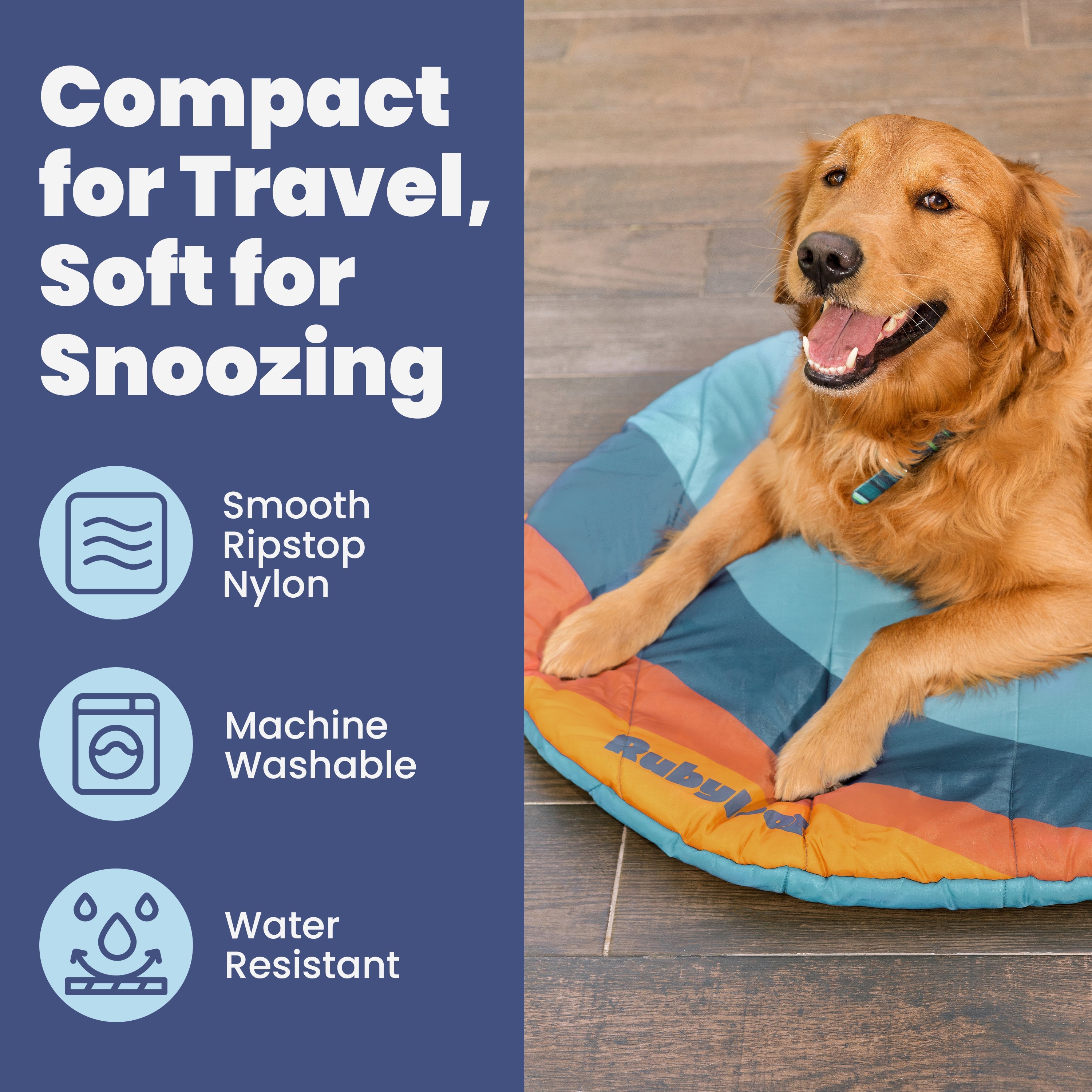 Rubyloo Travel Dog Bed - Foldable & Packable for Travel, Road Trip, Camping