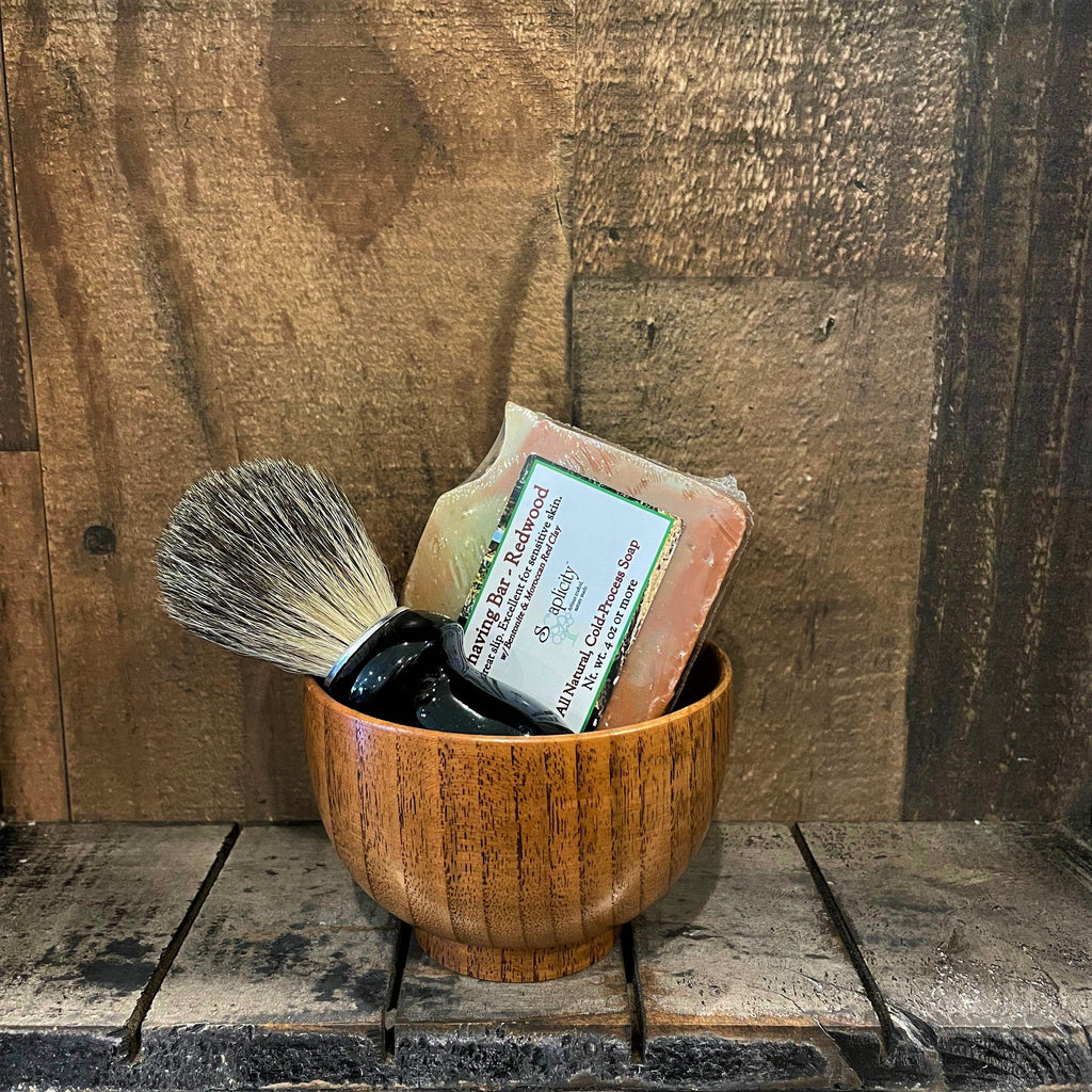 Soaplicity Men's Shaving Sets in Black/Datewood