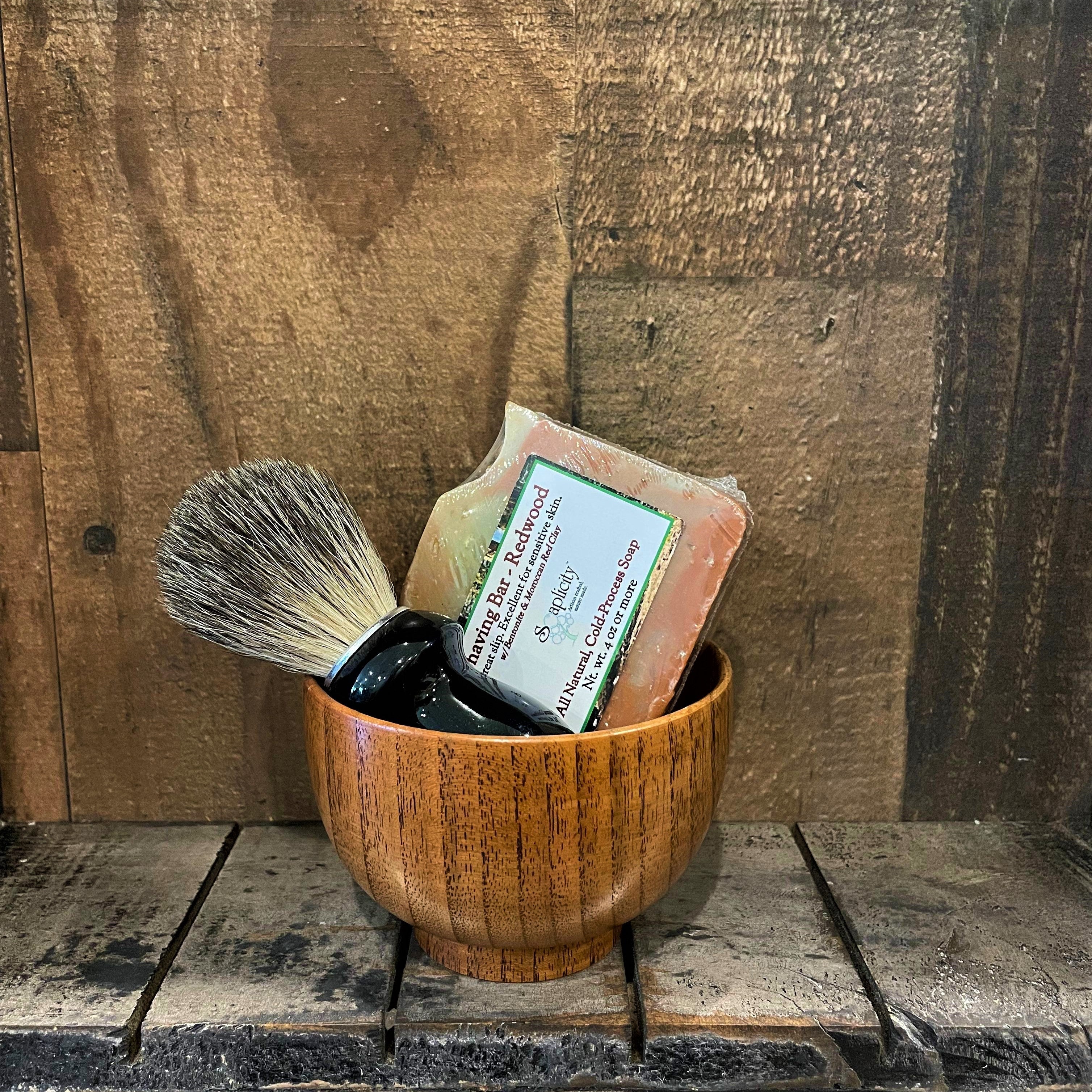Soaplicity Men's Shaving Sets in Black/Datewood