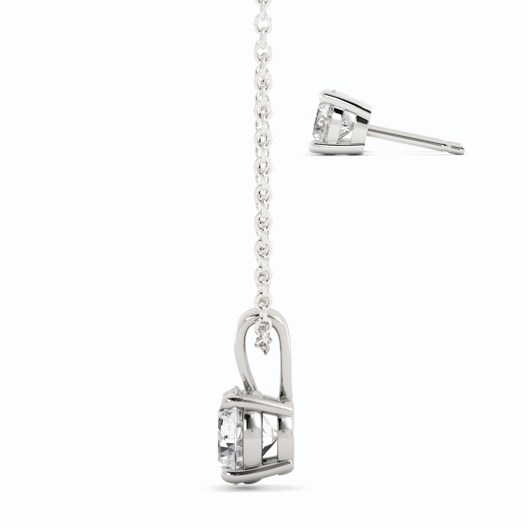 3CTW Moissanite Stud Earrings & Pendant Necklace Set in 14K White Gold Overlay
