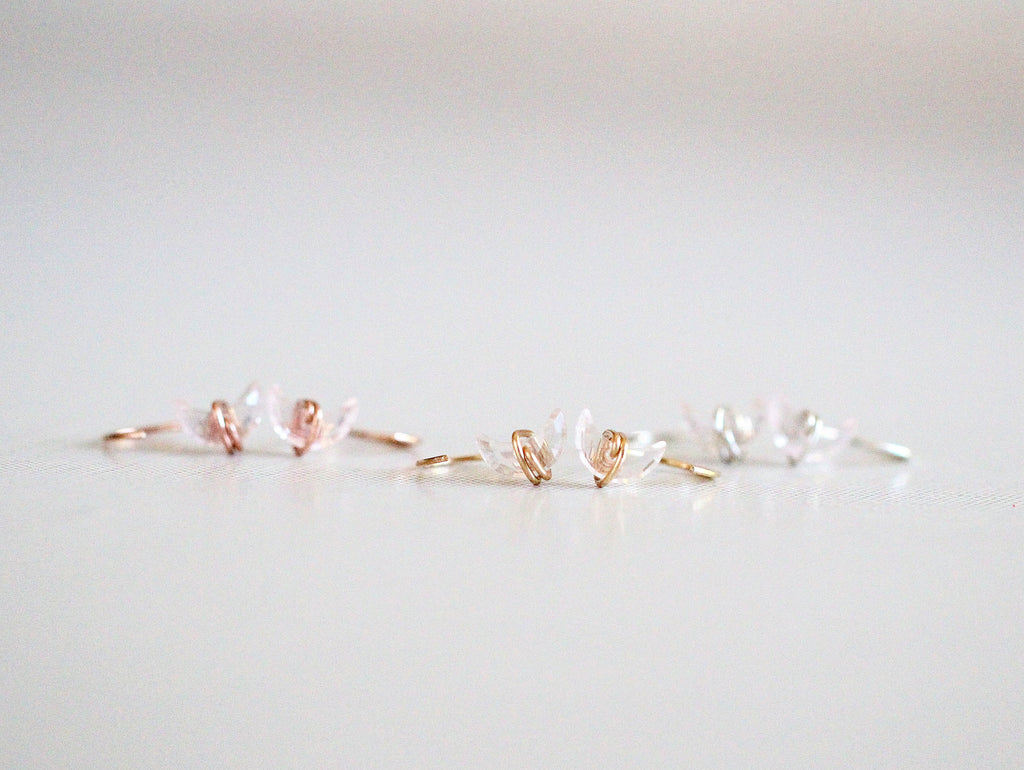 Moonbeam Hug Hoops - Rose Quartz