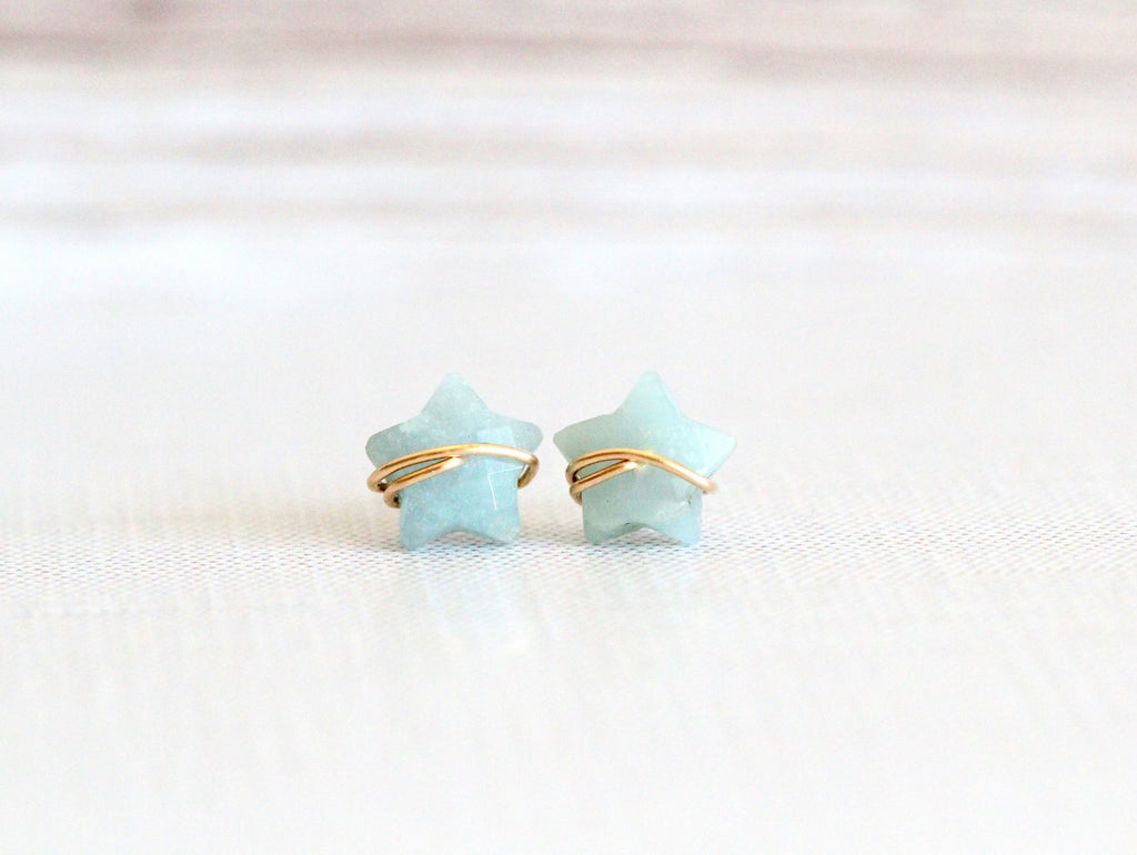 Moonbeam & Stardust Studs - Aquamarine