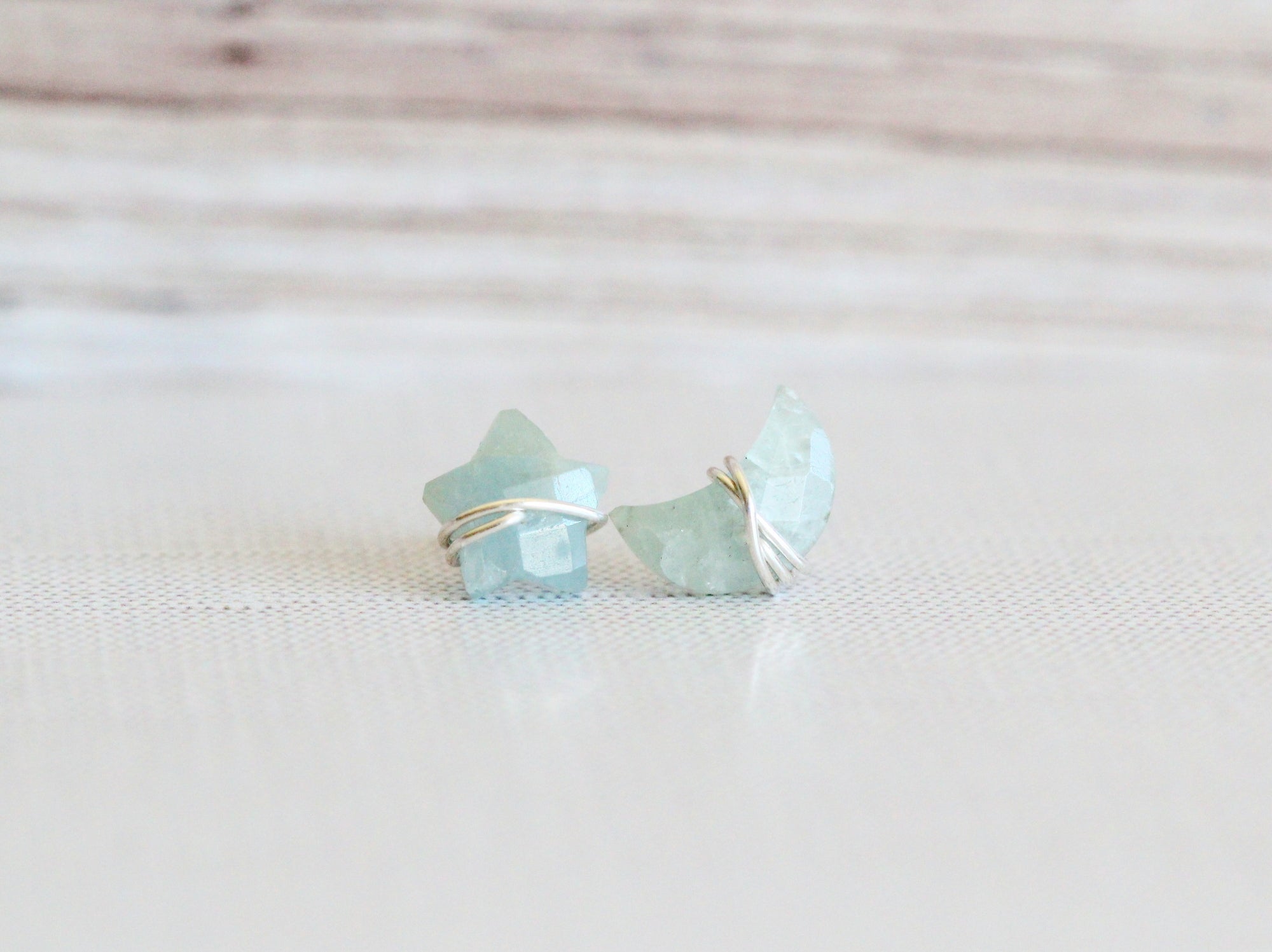 Moonbeam & Stardust Studs - Aquamarine