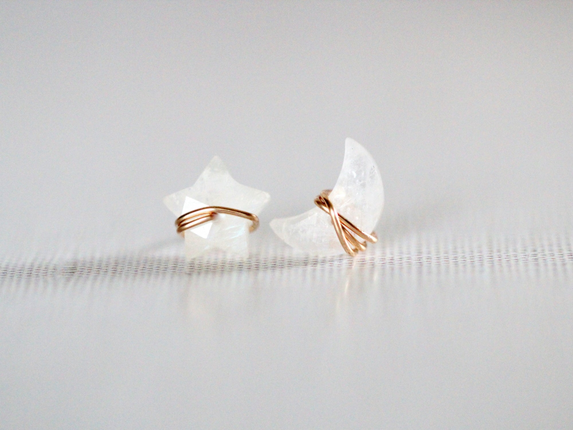 Moonbeam & Stardust Studs - Moonstone