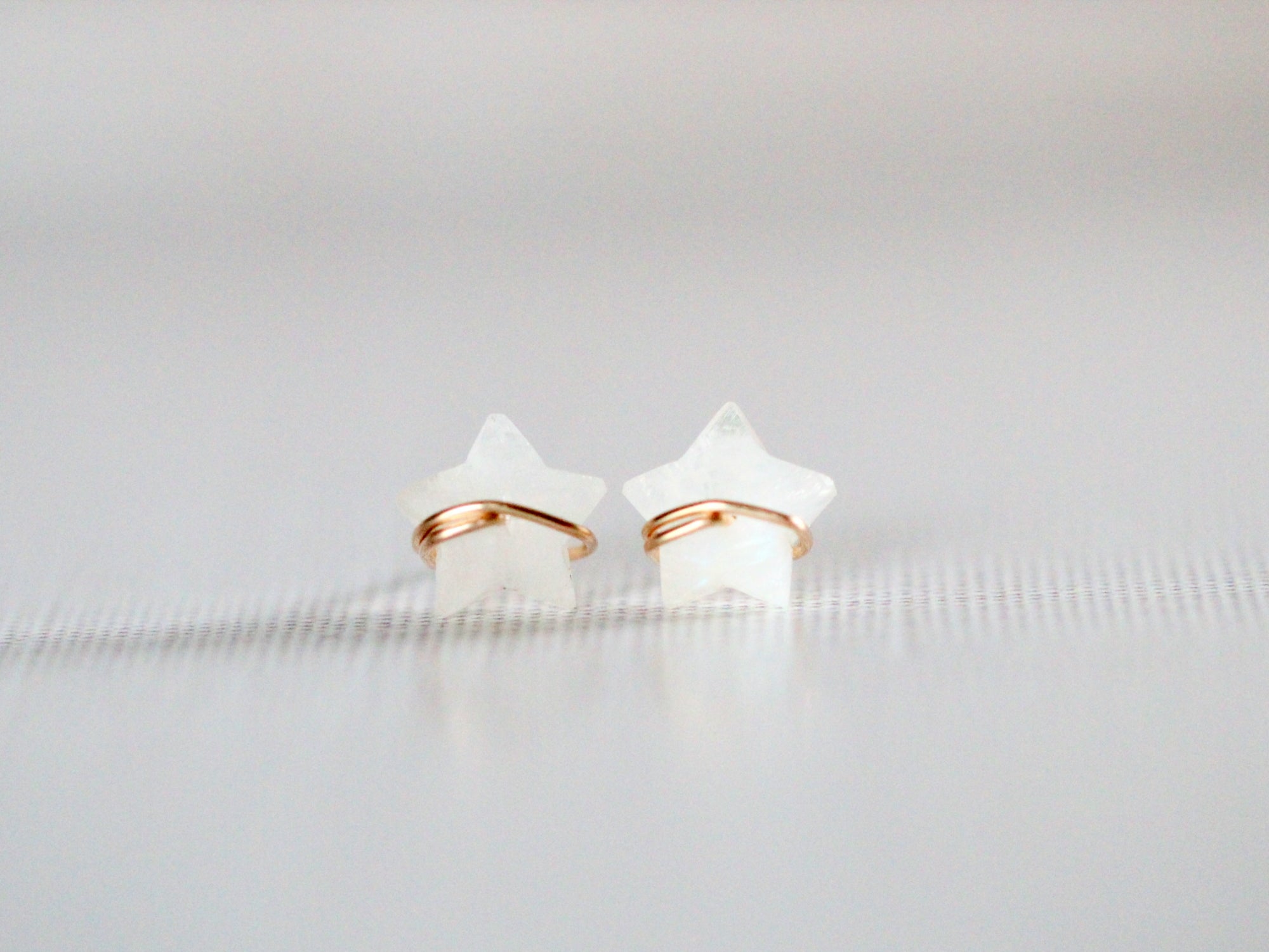 Moonbeam & Stardust Studs - Moonstone