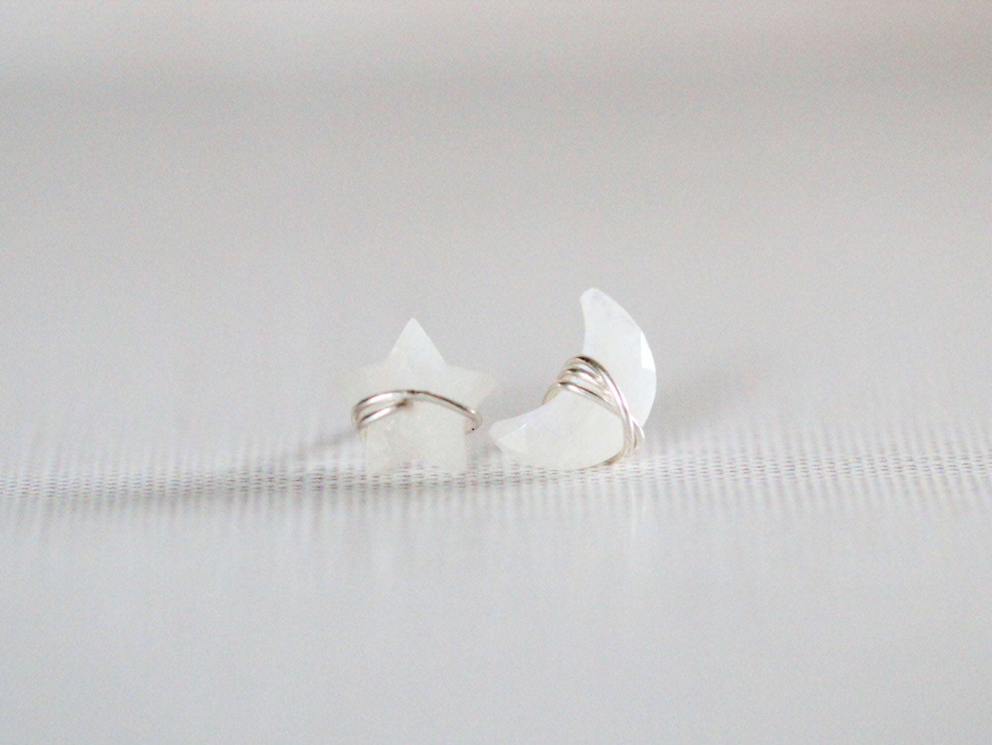 Moonbeam & Stardust Studs - Moonstone