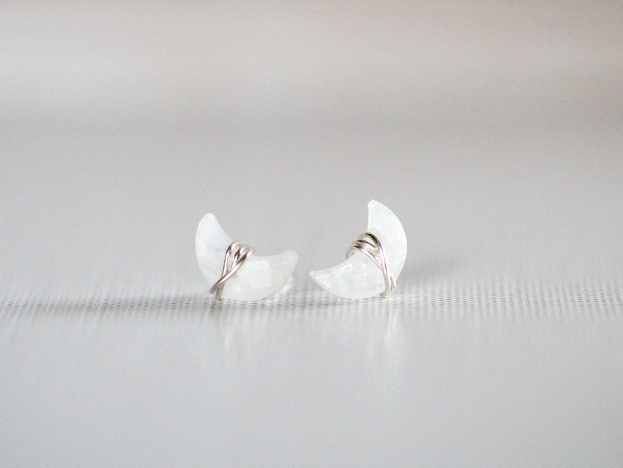 Moonbeam & Stardust Studs - Moonstone