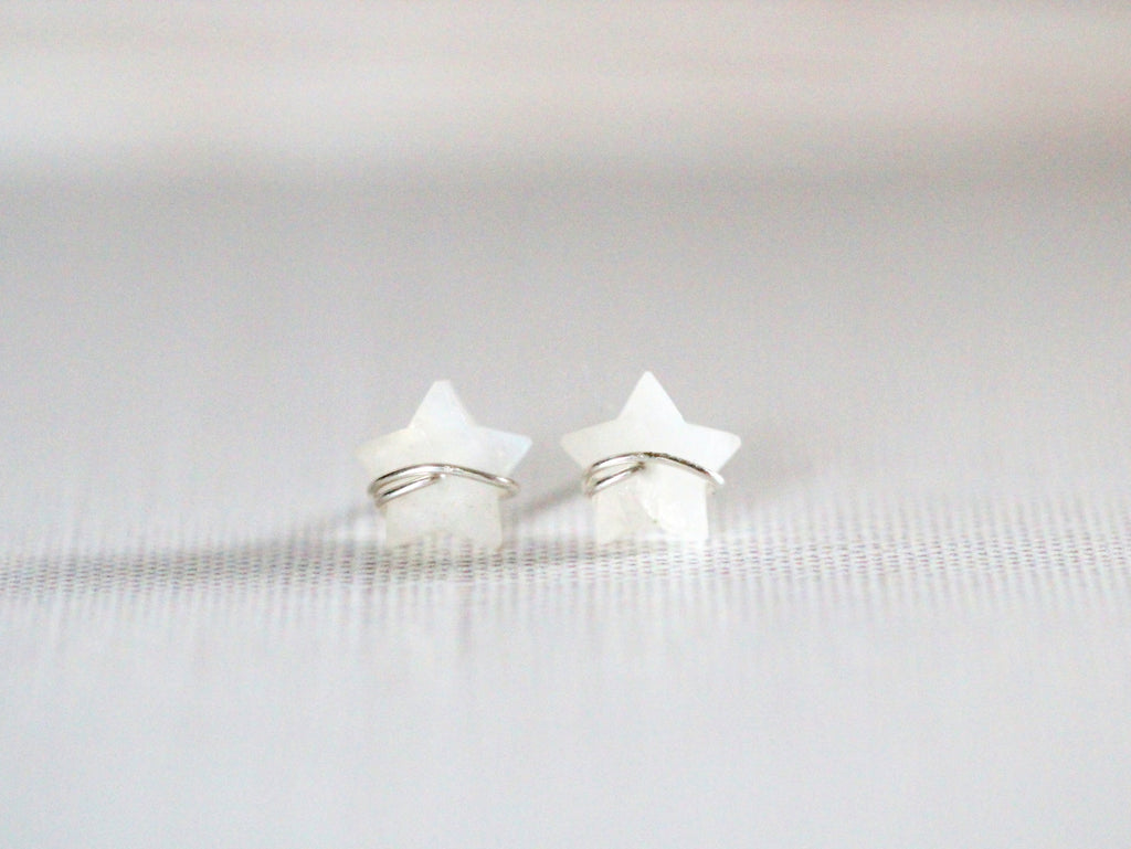 Moonbeam & Stardust Studs - Moonstone