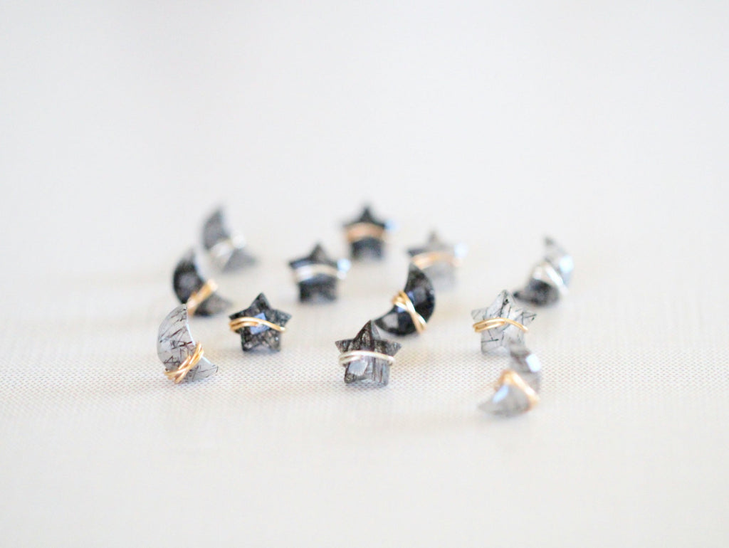 Moonbeam & Stardust Studs - Rutilated Quartz