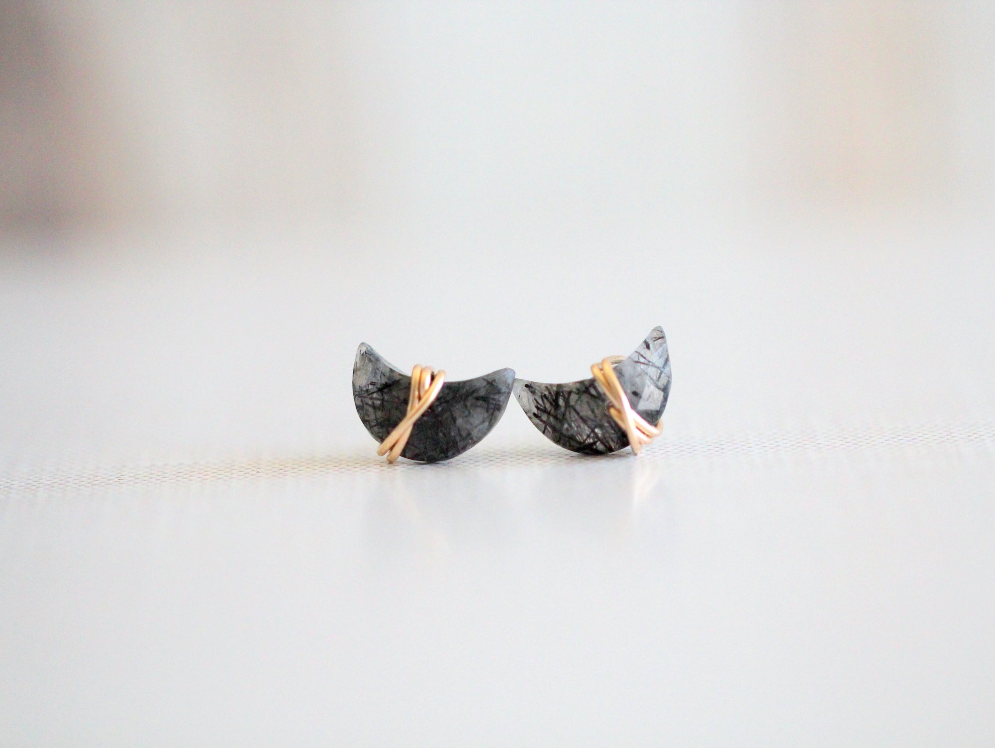 Moonbeam & Stardust Studs - Rutilated Quartz
