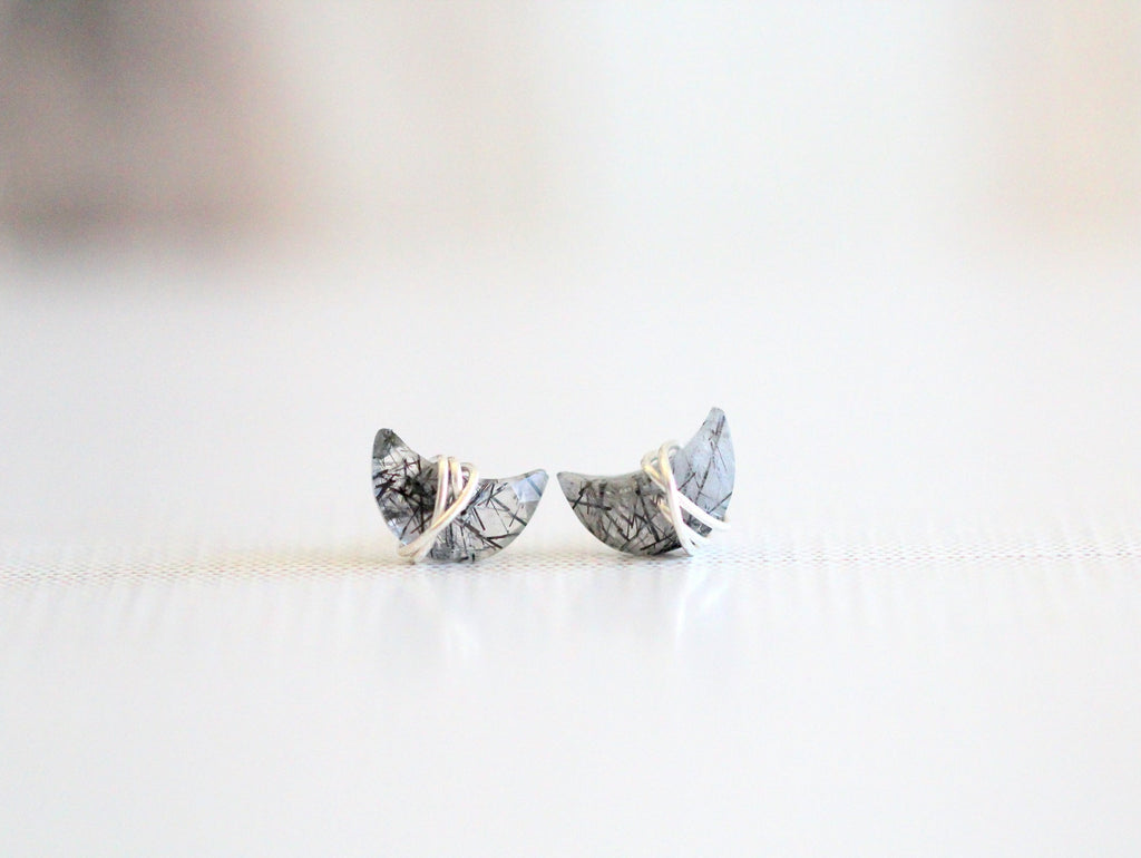 Moonbeam & Stardust Studs - Rutilated Quartz
