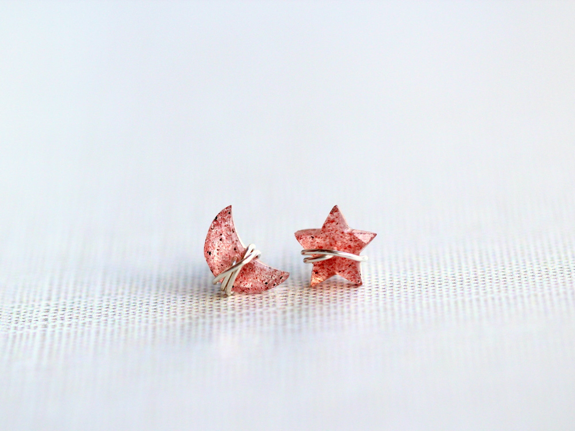 Moonbeam & Stardust Studs - Strawberry Quartz