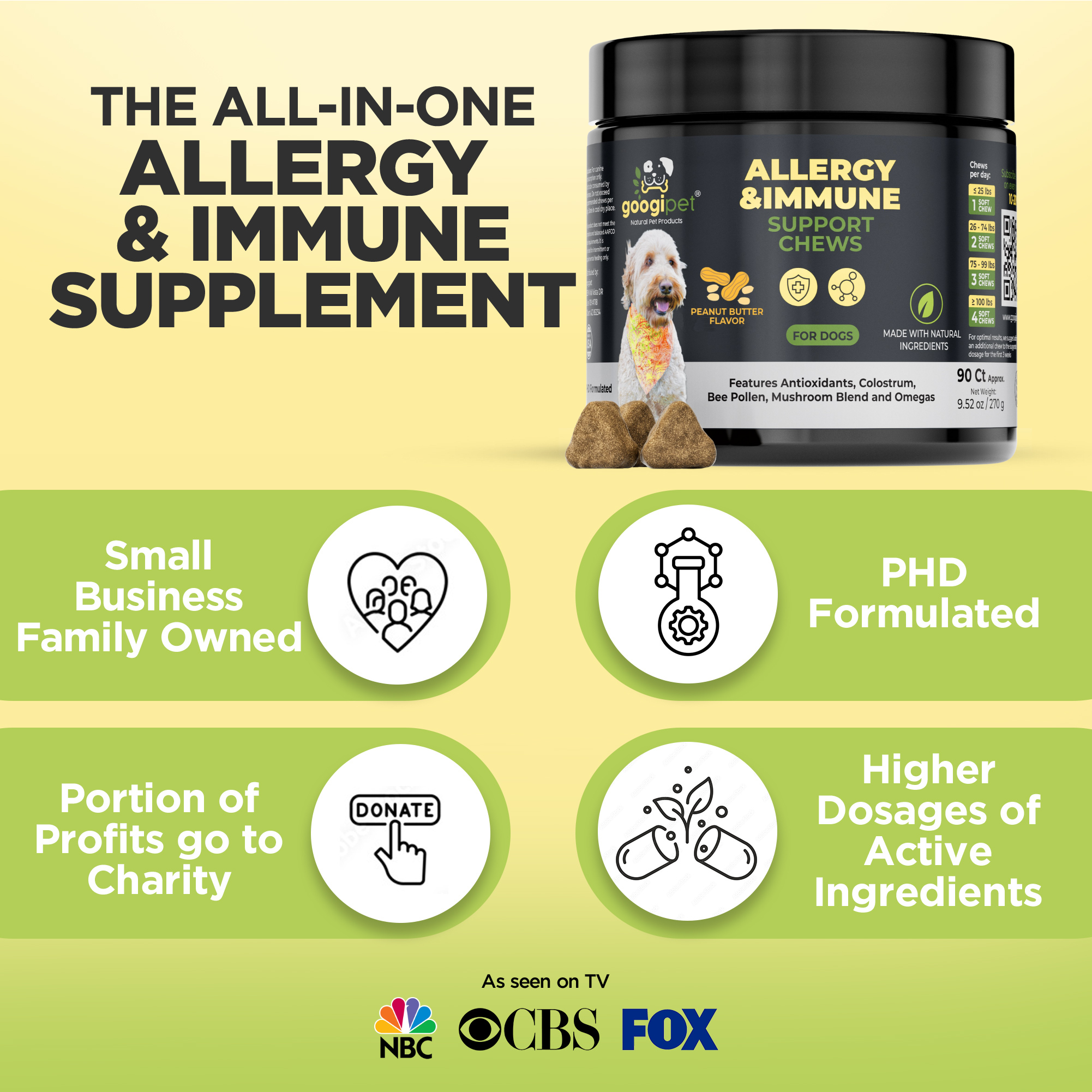 Allergy & Immune Support Chews for Dogs (Peanut Butter Flavor)