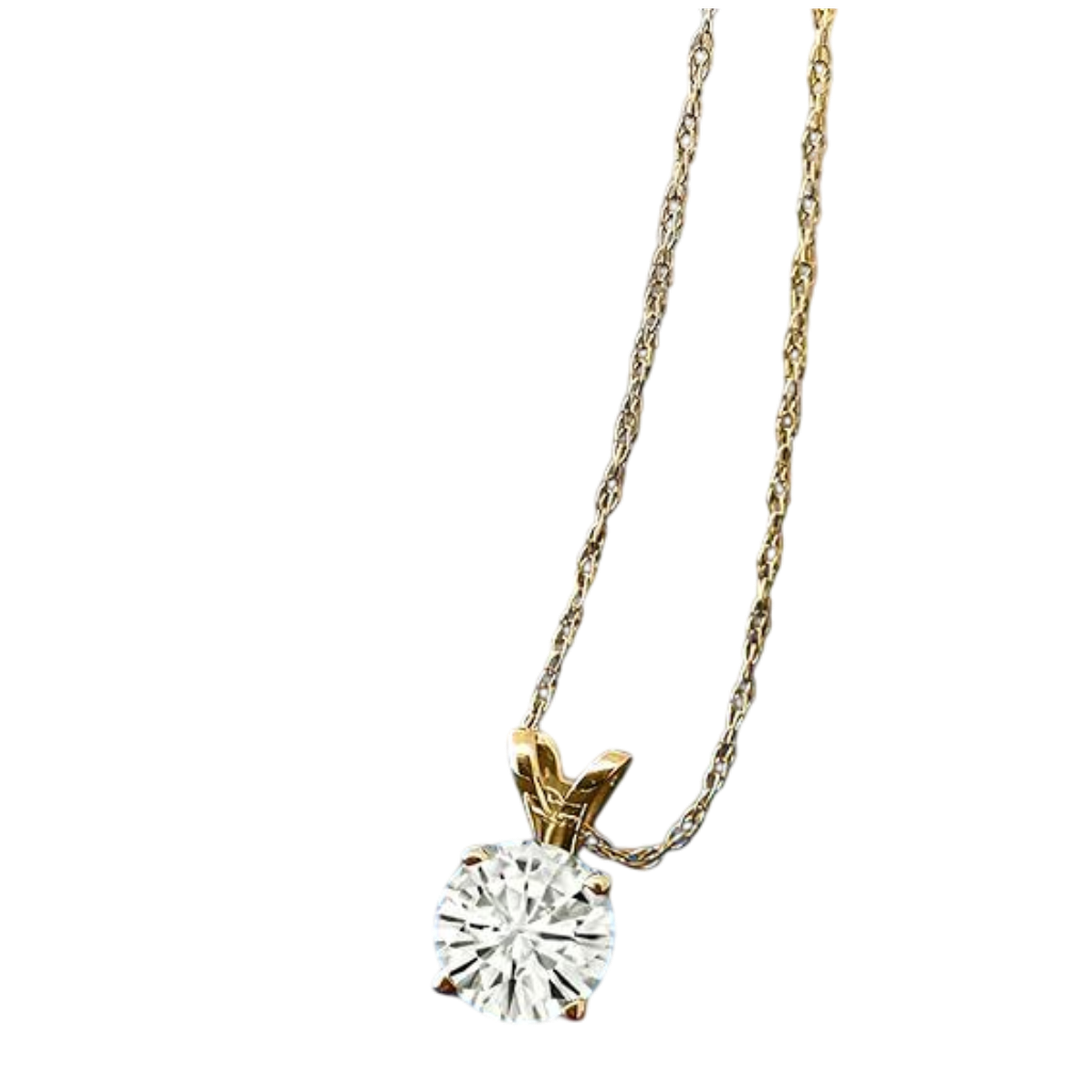 1.00 CTW Lab-Grown Round Diamond Solitaire Pendant in Solid 14K Gold – F Color, VS Clarity, AGI Certified