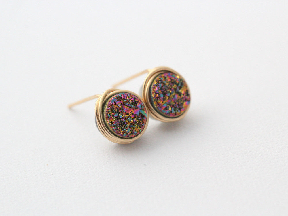 Petite Druzy Studs - Unicorn