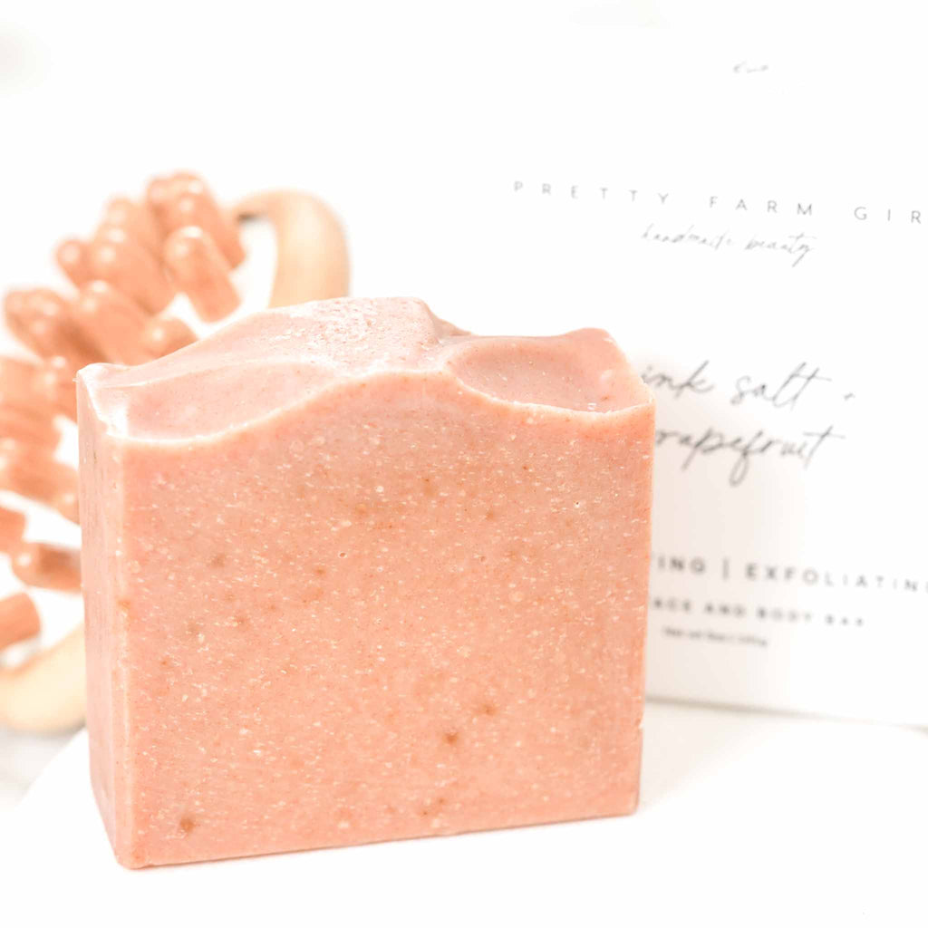 Pretty Farm Girl Pink Salt + Grapefruit Cleansing Bar Handmade Tallow and Goat Milk Soap Bar