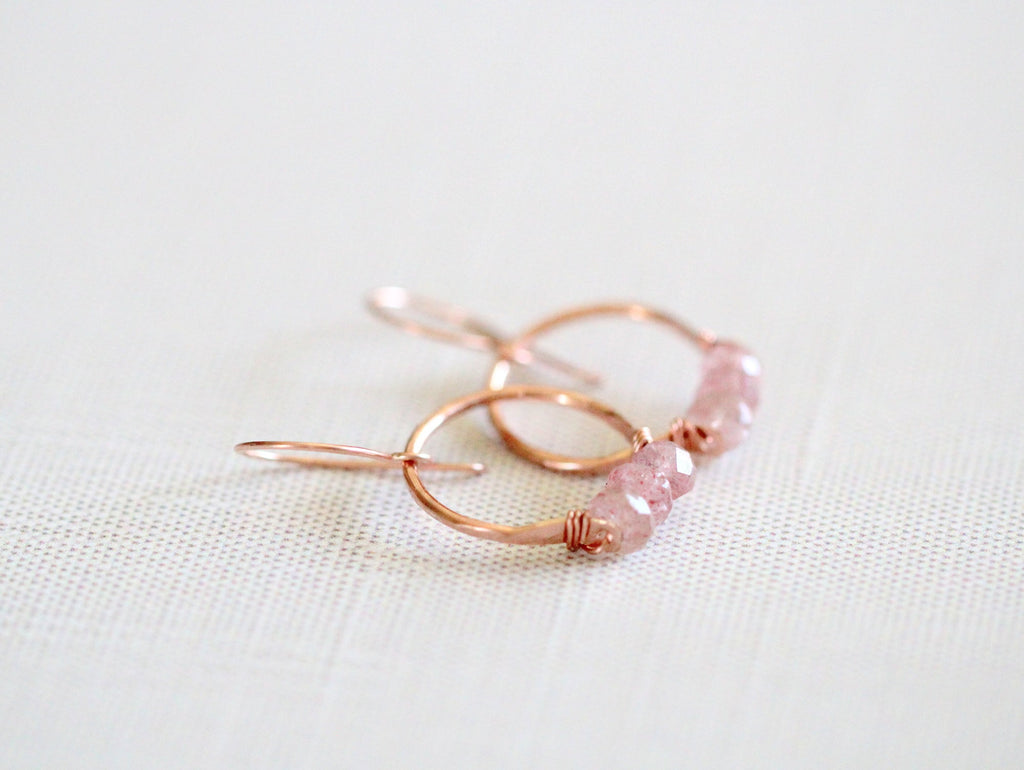 Posy Hoops - Strawberry Quartz