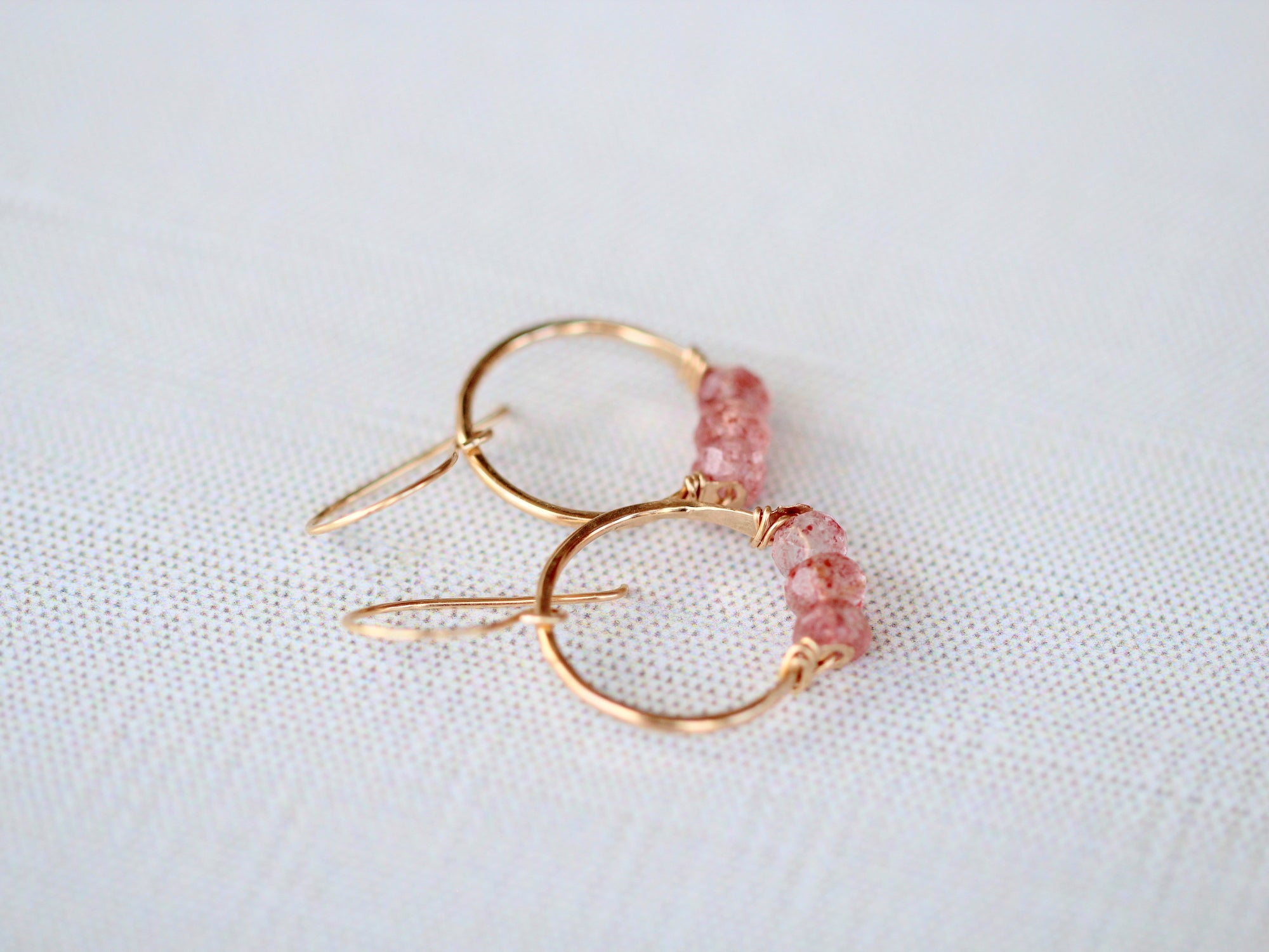Posy Hoops - Strawberry Quartz